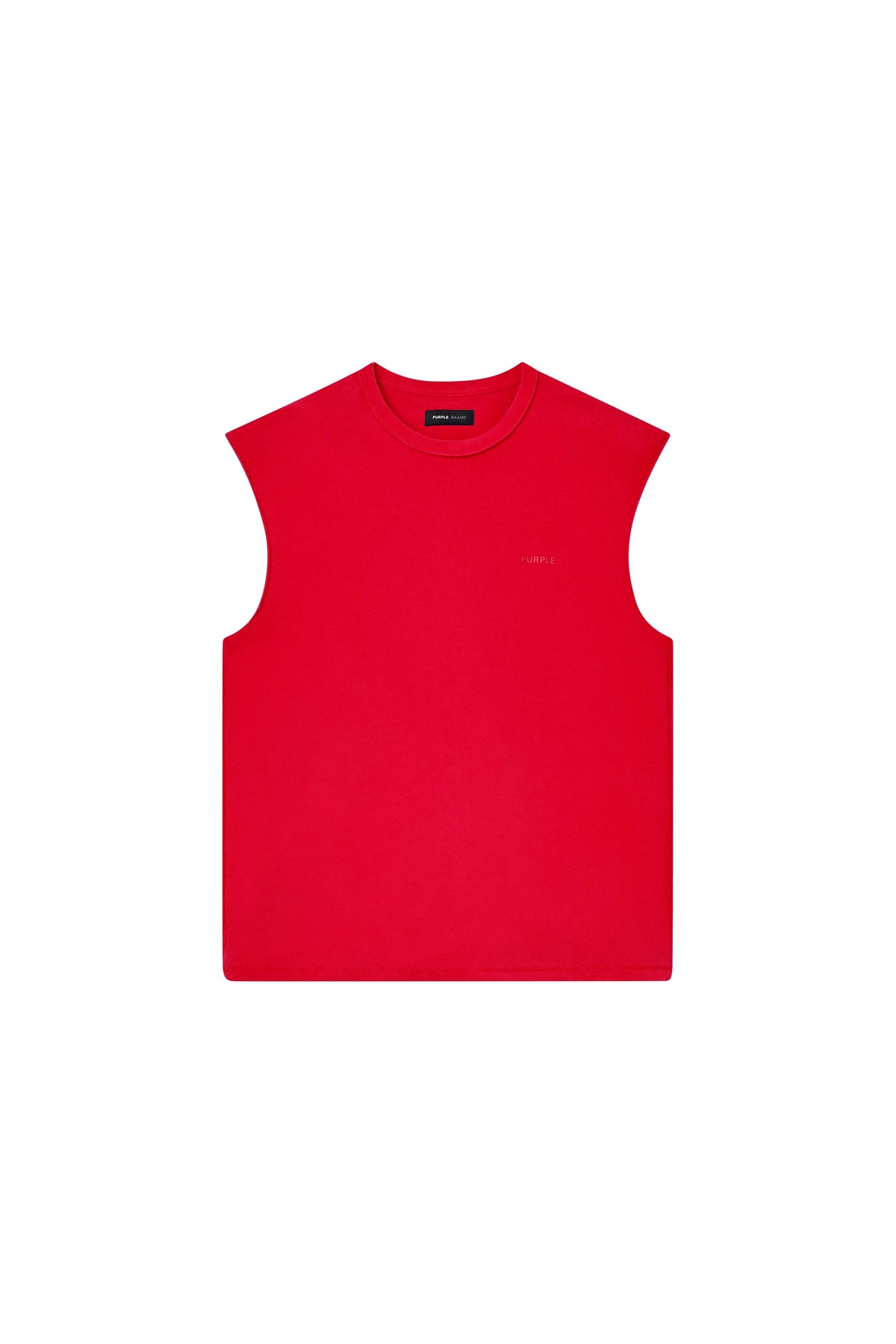 Basic Tank Top in Red, relaxed fit, 100% cotton, textured jersey knit, available in various sizes.