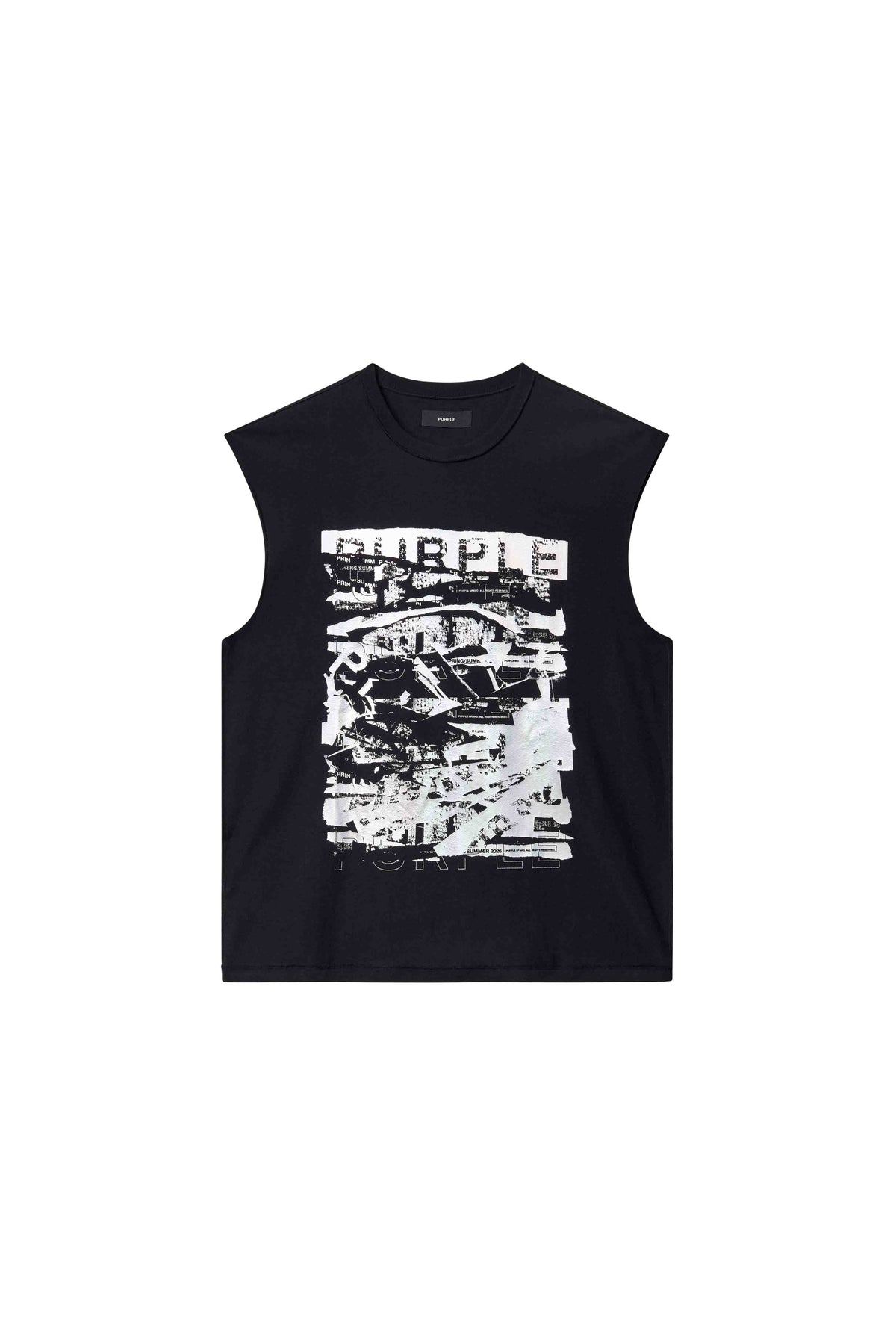Foil Tank Top in Black with Laser Cut Iridescent Foil and Regular Fit, available in sizes XS to 3XL