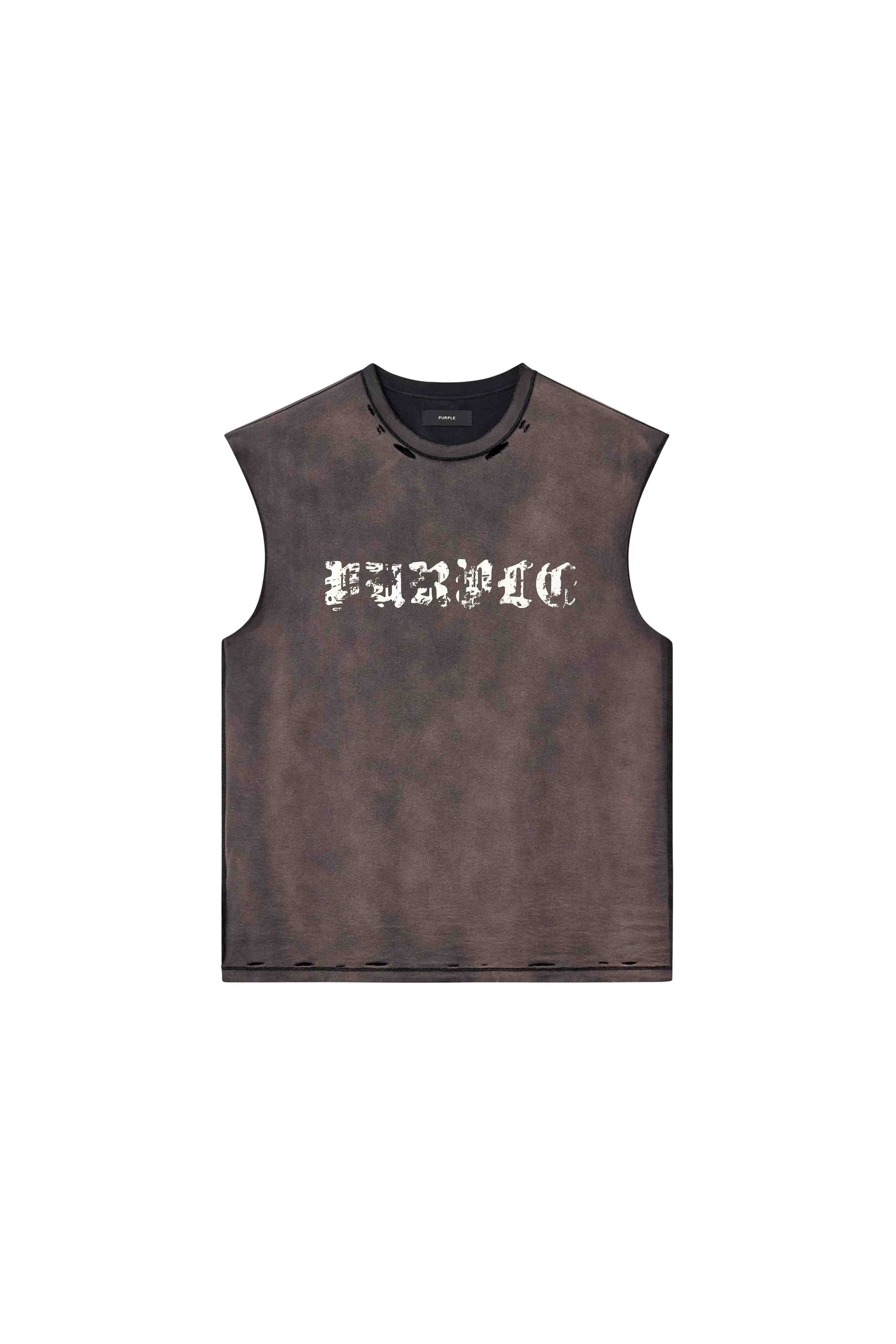 Worn Gothic Tank Top in Black with screen printed design and distressing, available in multiple sizes.