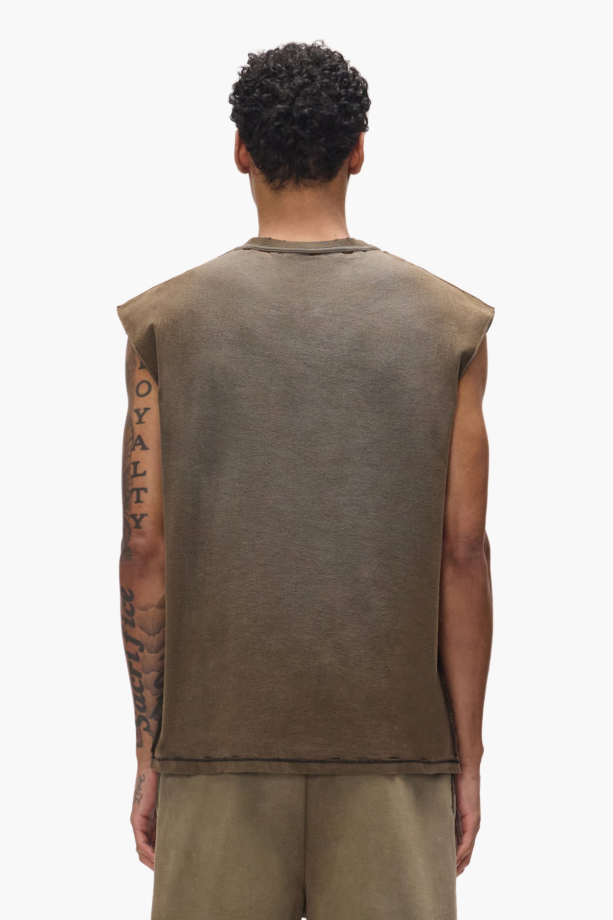 Slab Outline Tank Top in Heavy Bleach Wash, regular fit, textured jersey, available in multiple sizes.