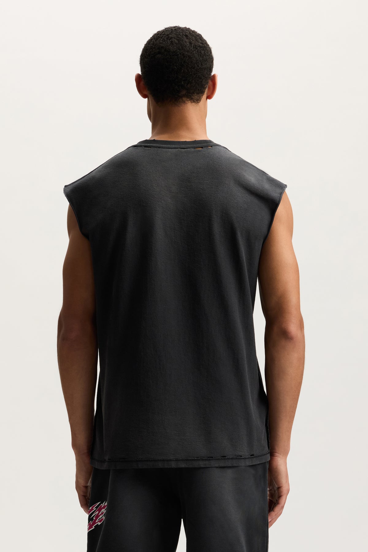 Slasher Tank Top in heavy faded and mid acid wash with crackle print, regular fit, cotton material.