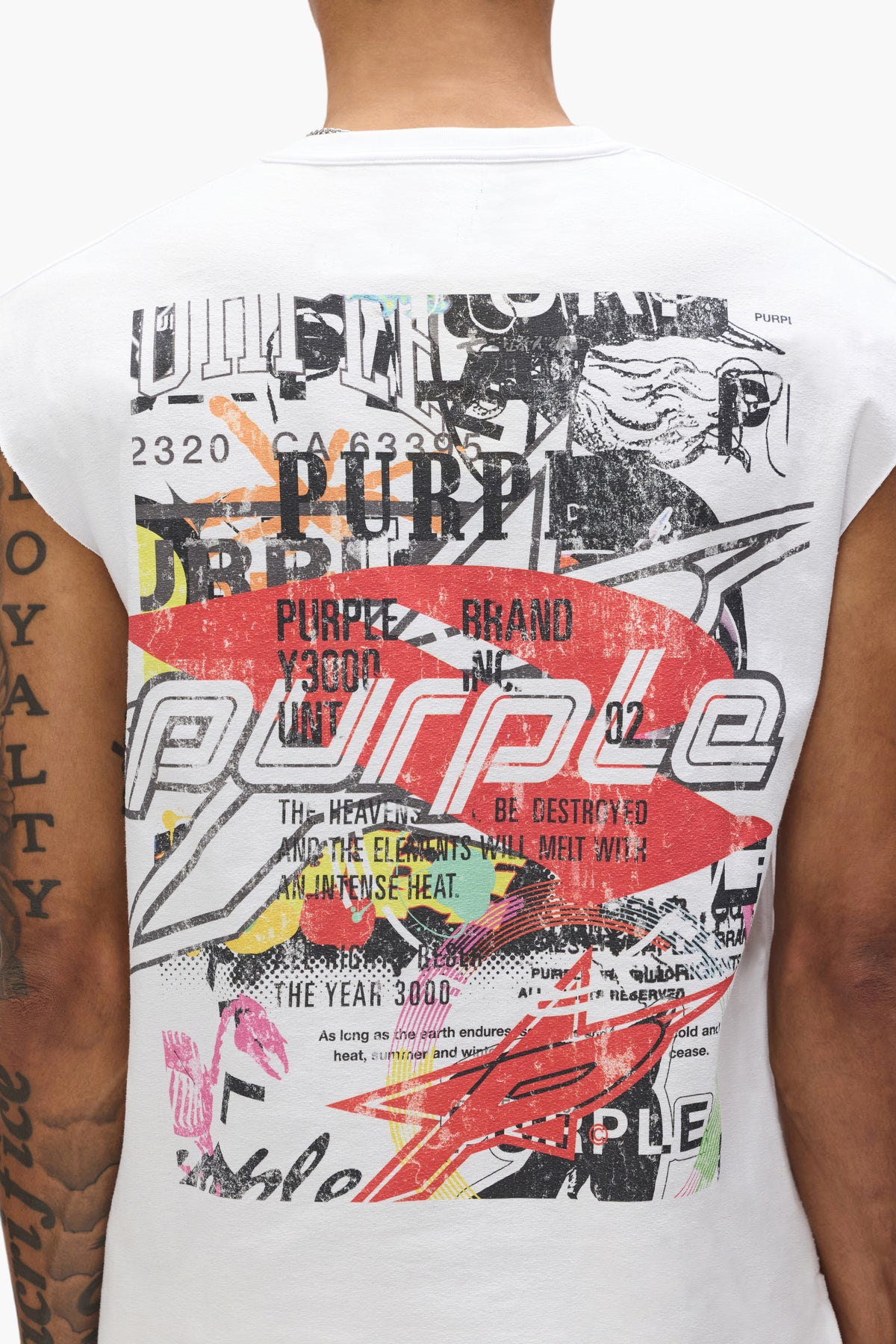 Stickers Tank Top in textured jersey with digital print, available in various sizes.