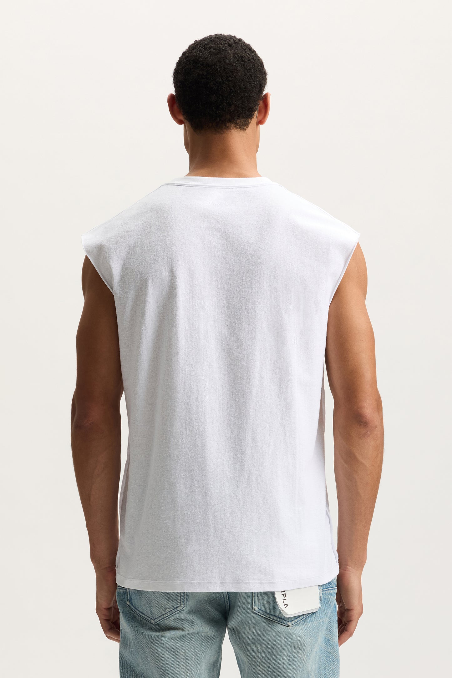 Beaded Wordmark Tank Top in textured jersey with iridescent beading, available in multiple sizes.