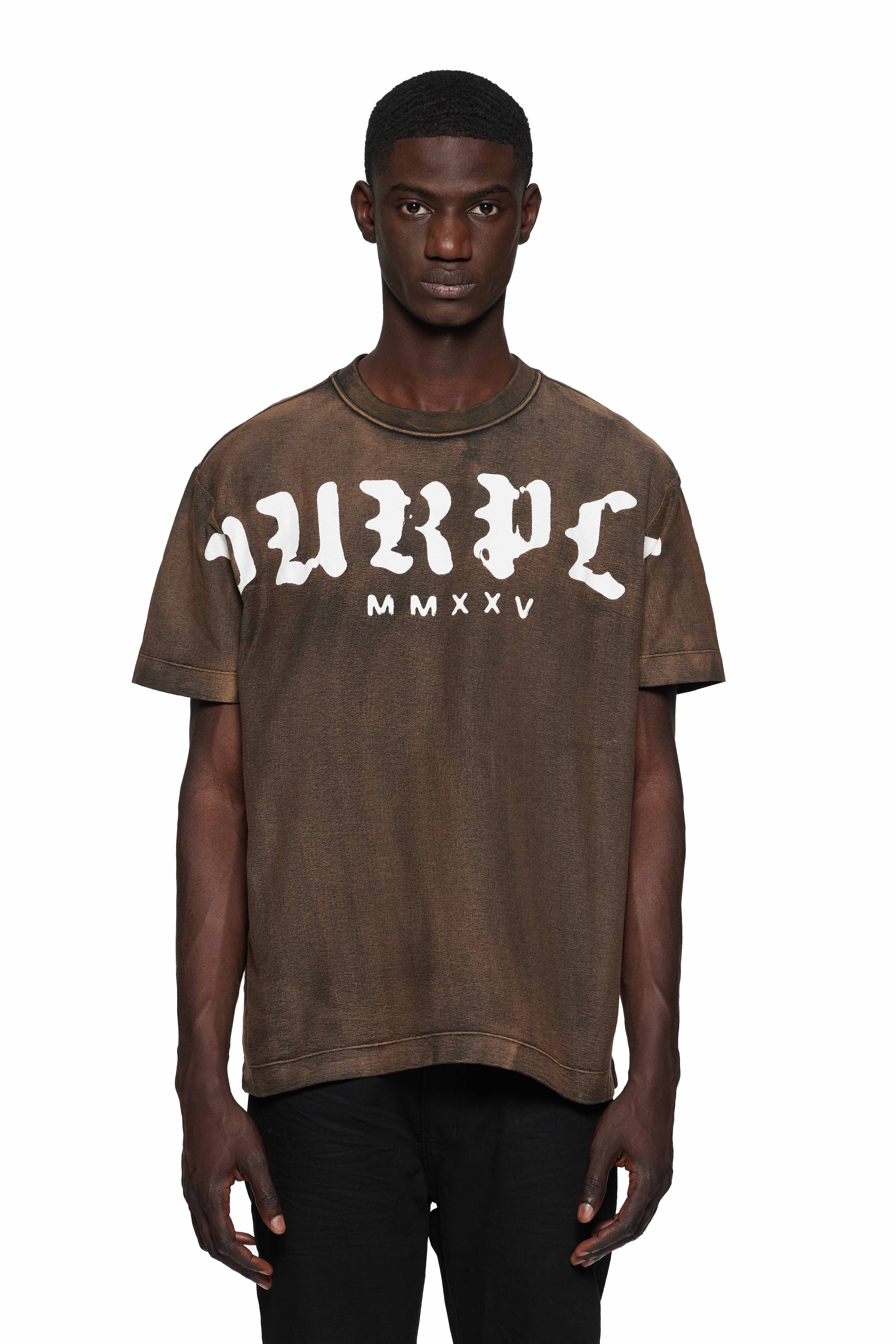 Worn Gothic Wordmark Overdye Tee – PURPLE BRAND