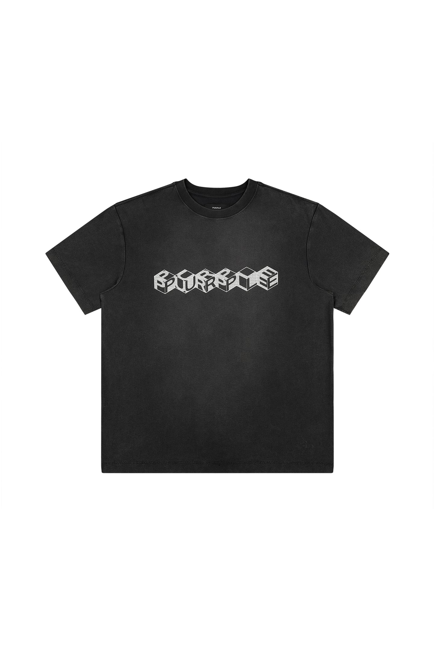 Cube Wordmark Tee in textured jersey with a faded wash, 100% cotton, regular fit.