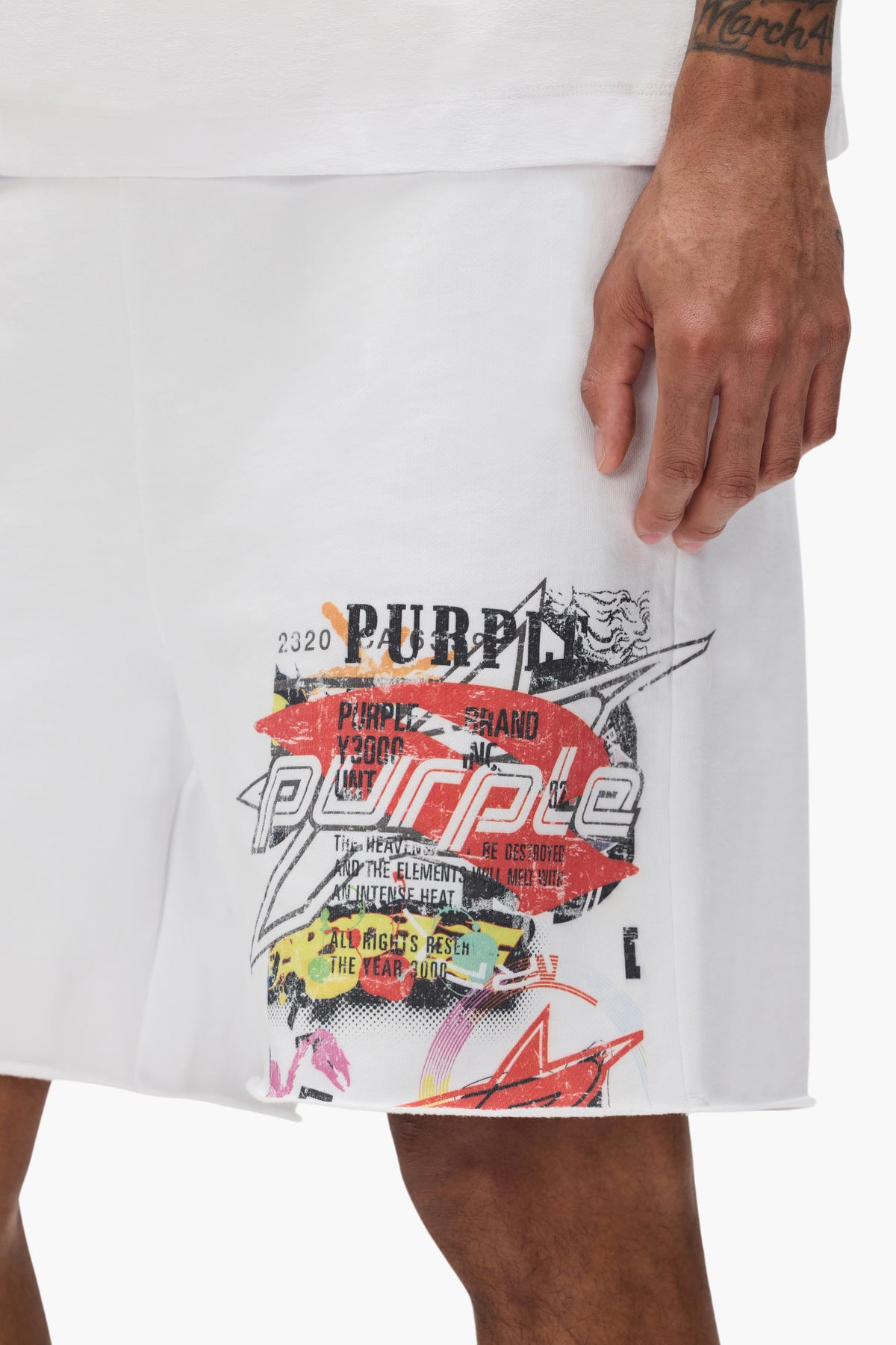 Stickers Short relaxed fit midweight fleece shorts with digital print in various sizes.