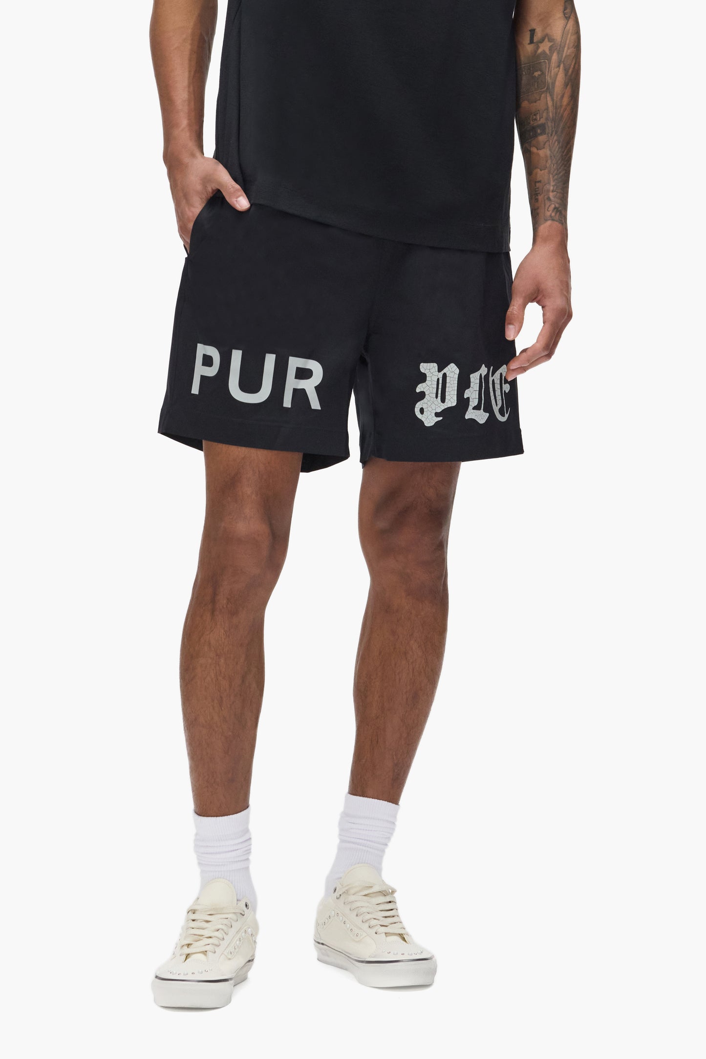 Half & Half Wordmark All Around Short in woven polyester with water repellent treatment