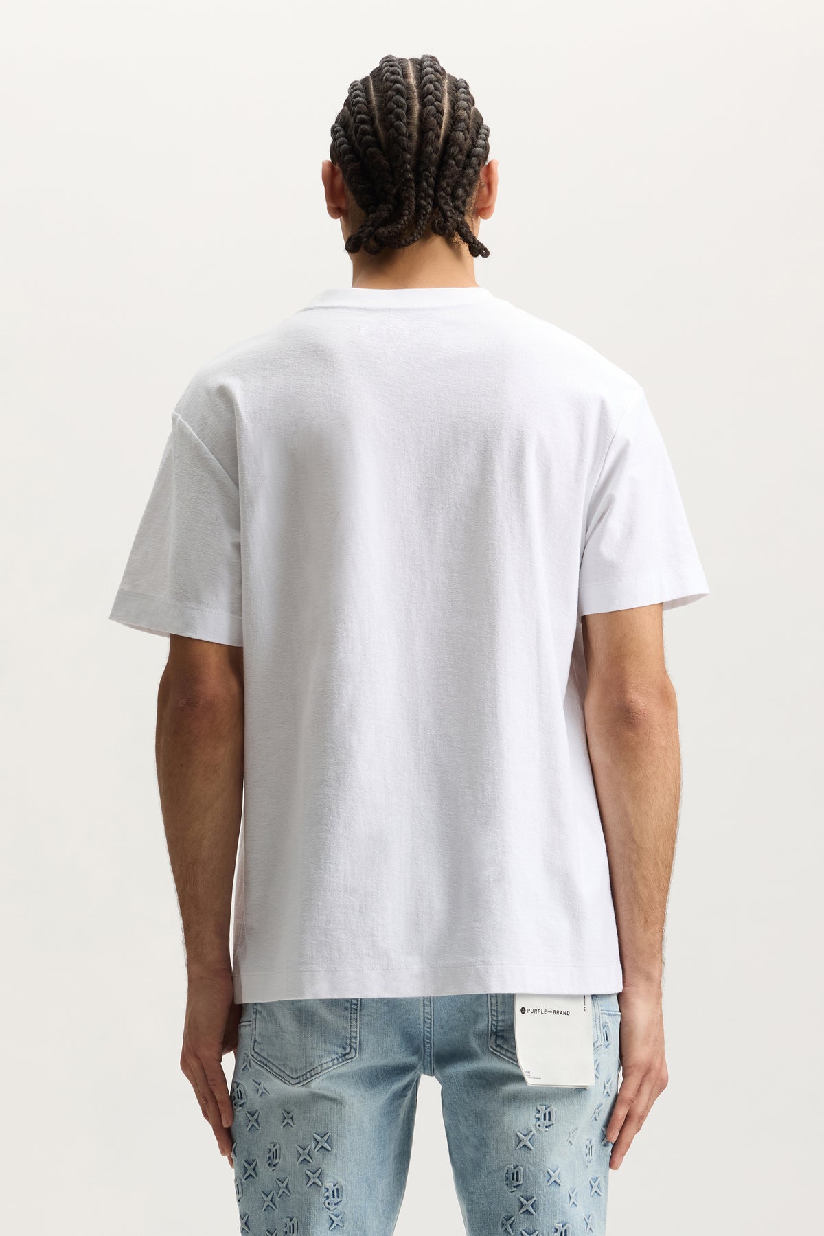 Turbo Type Tee in white, textured jersey, featuring a silicone print, available in various sizes.