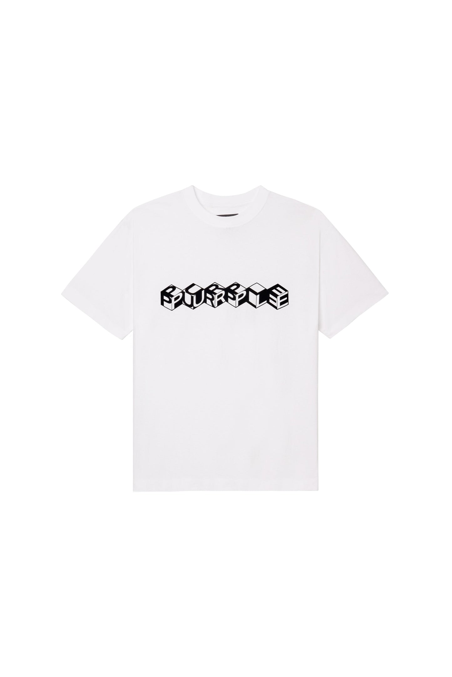 Cube Tee in Brilliant White, regular fit, 100% cotton, textured jersey fabric.