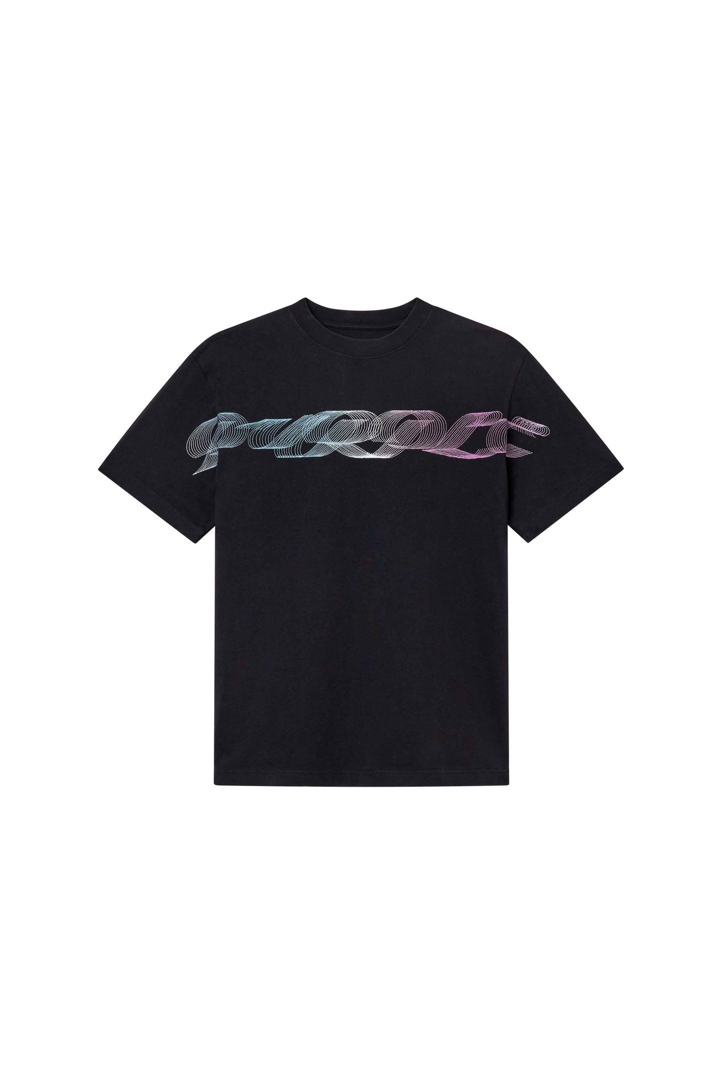 Gradient Ribbon Tee in black, regular fit, 100% cotton, heavyweight jersey fabric.