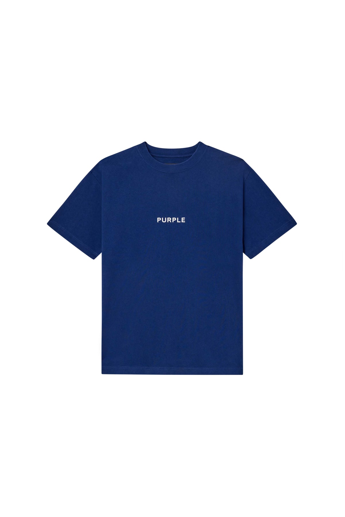 Wordmark Cut Tee in Navy, heavyweight cotton, regular fit, acid wash with silicone print