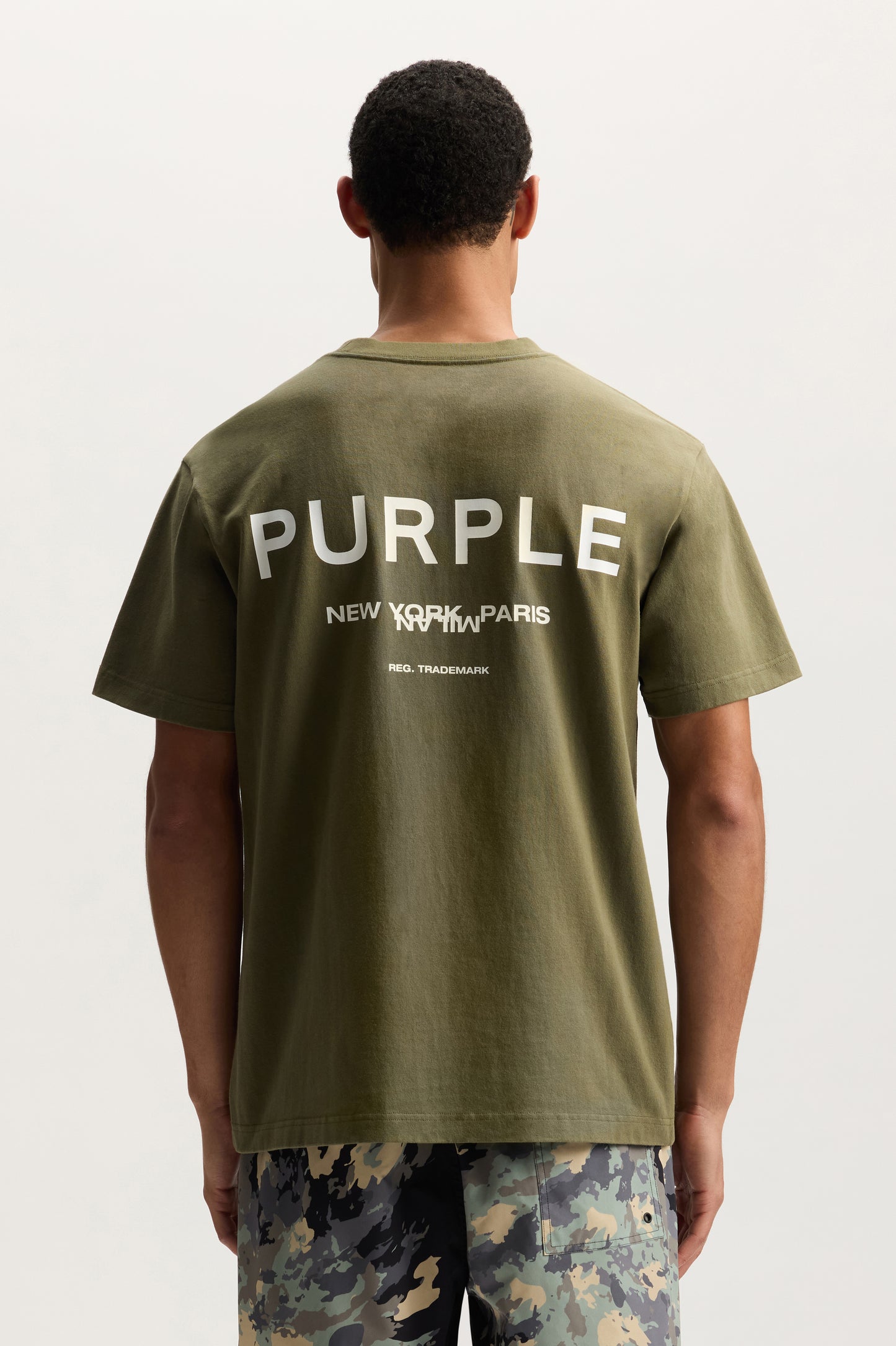 Cities Tee in faded green, 100% cotton, regular fit, heavyweight jersey, featuring flock transfer.