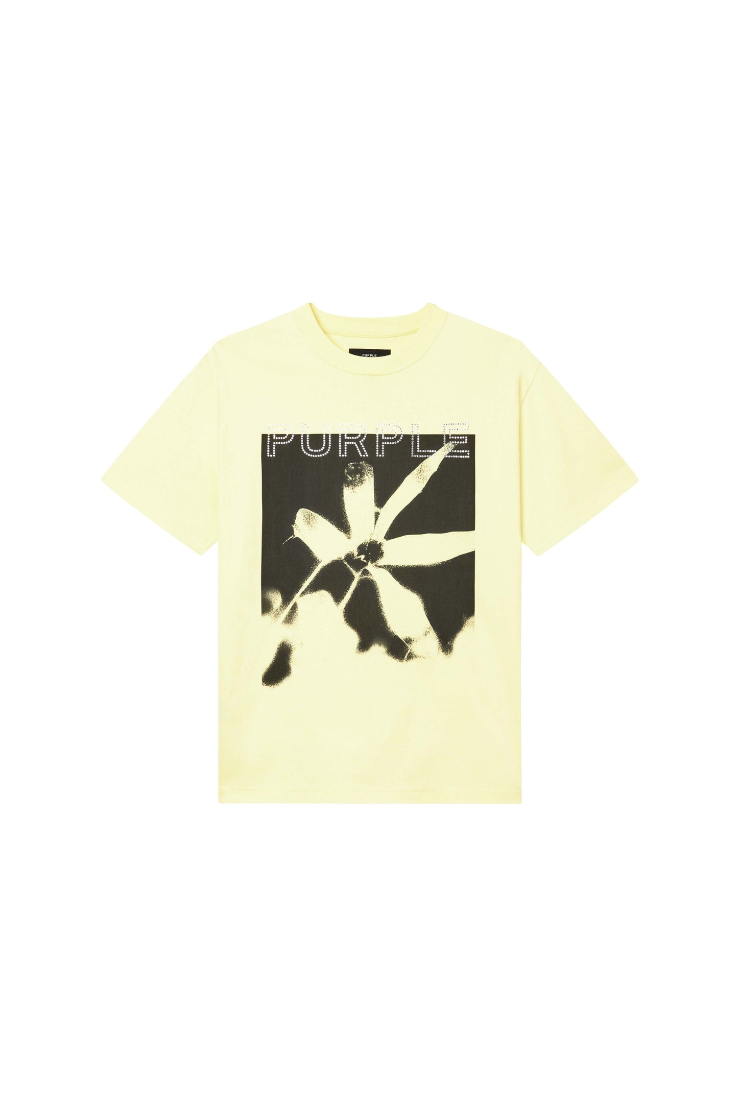 Crush Tee in waxed yellow, 100% cotton, regular fit, heavyweight jersey, with digital print and hotfix crystals.