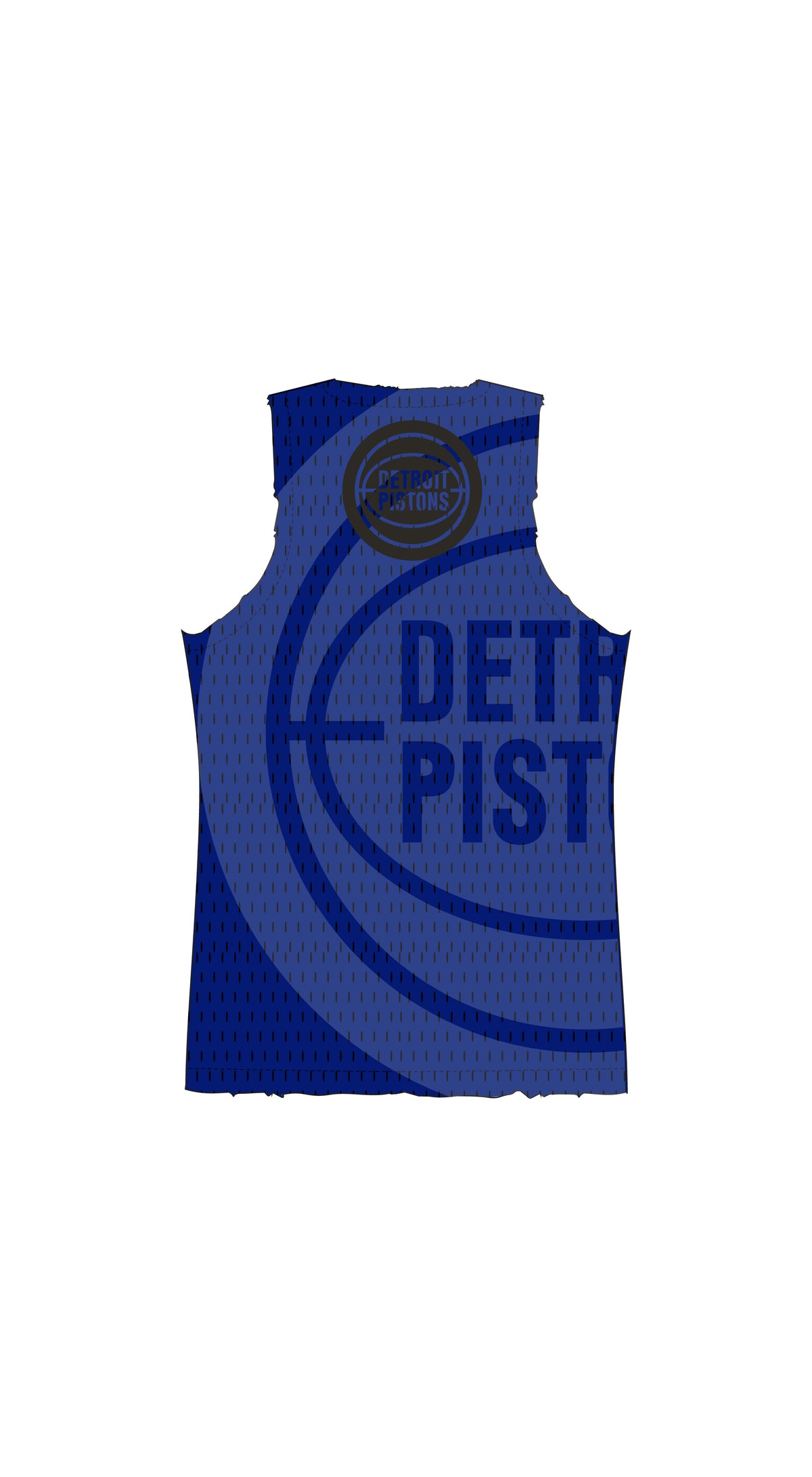 Detroit Pistons Mesh Jersey in black, oversized fit with all over screen print and raw edge finish.