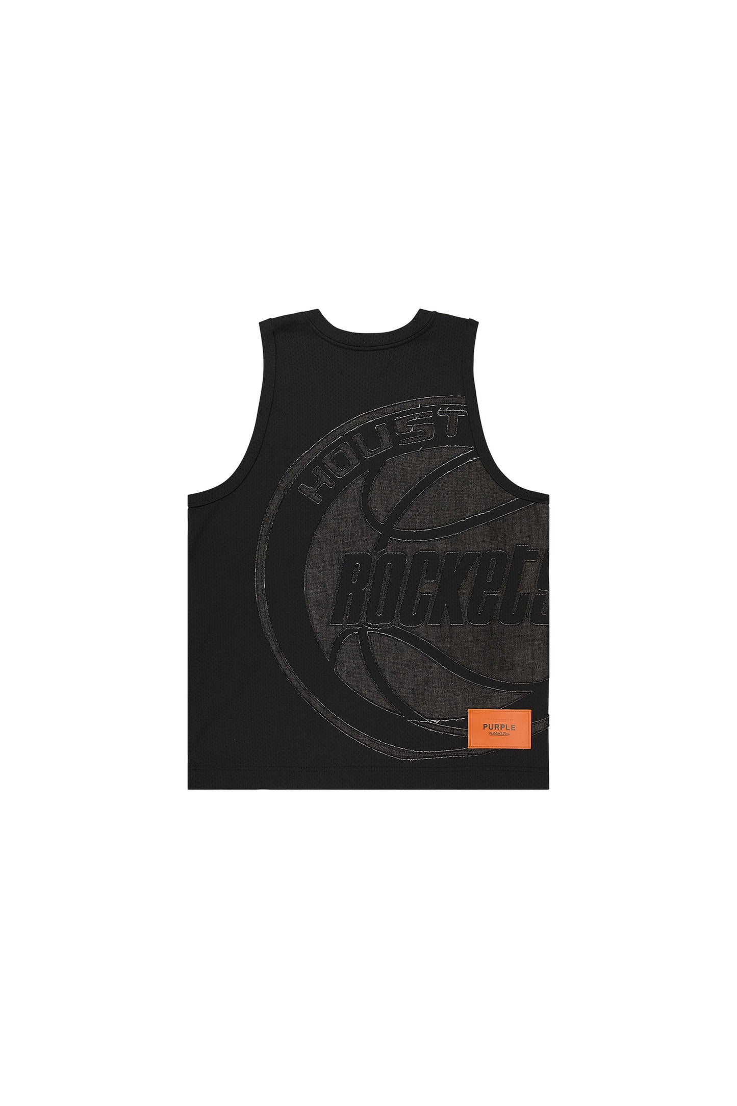 Houston Rockets Mesh Jersey with embroidered details and raw edge finish, available in multiple sizes.
