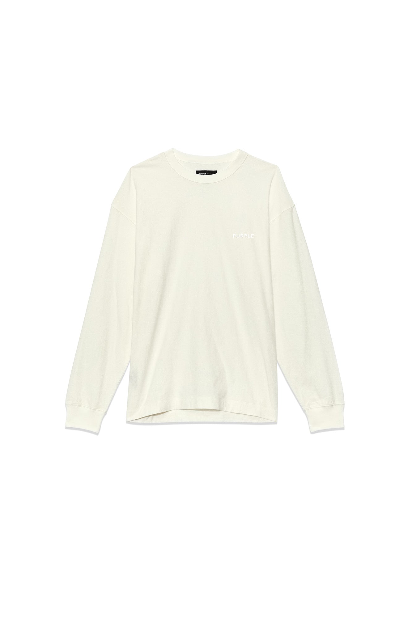 Basic Long Sleeve Tee in purple, made from 100% cotton with a regular fit and textured jersey knit.