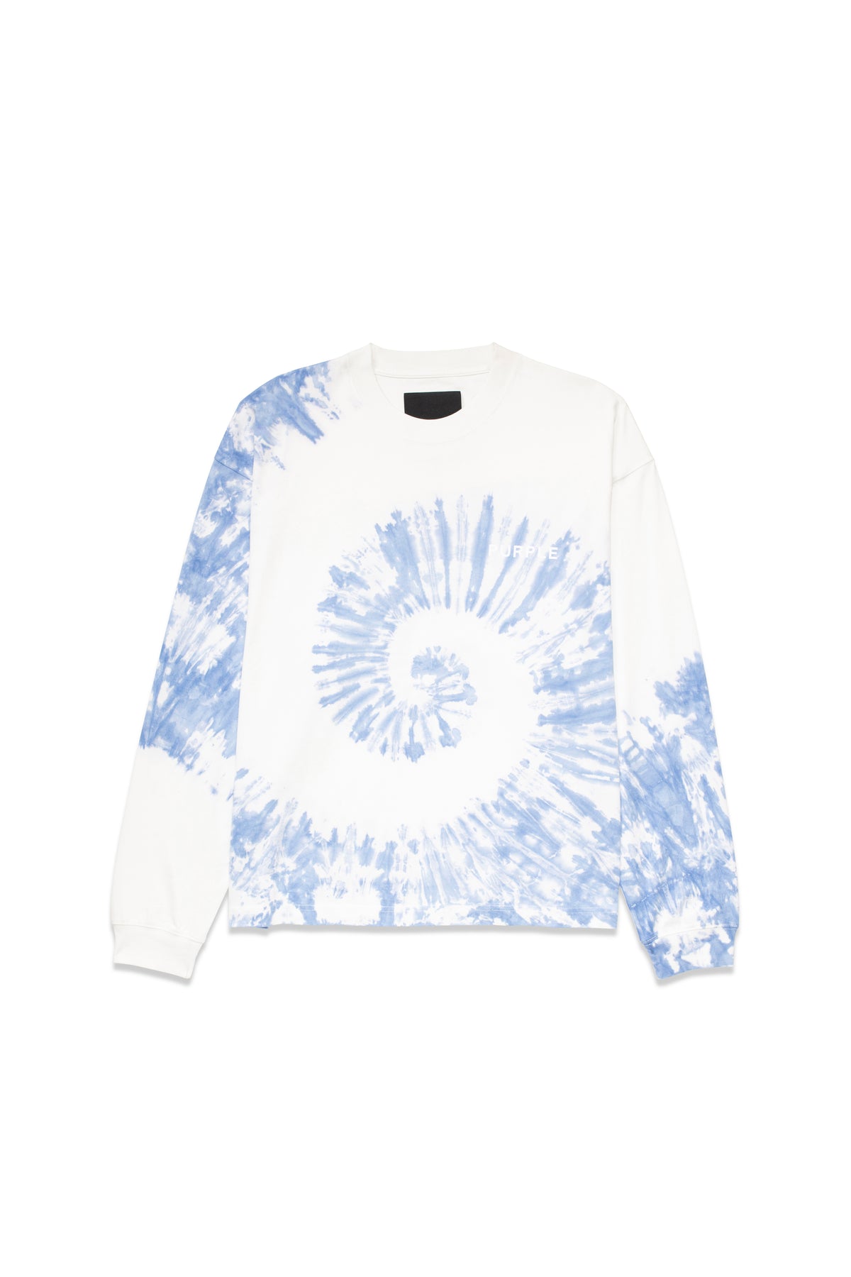 Flocked Tie Dye Long Sleeve Shirt in oversized fit with dropped shoulder design.