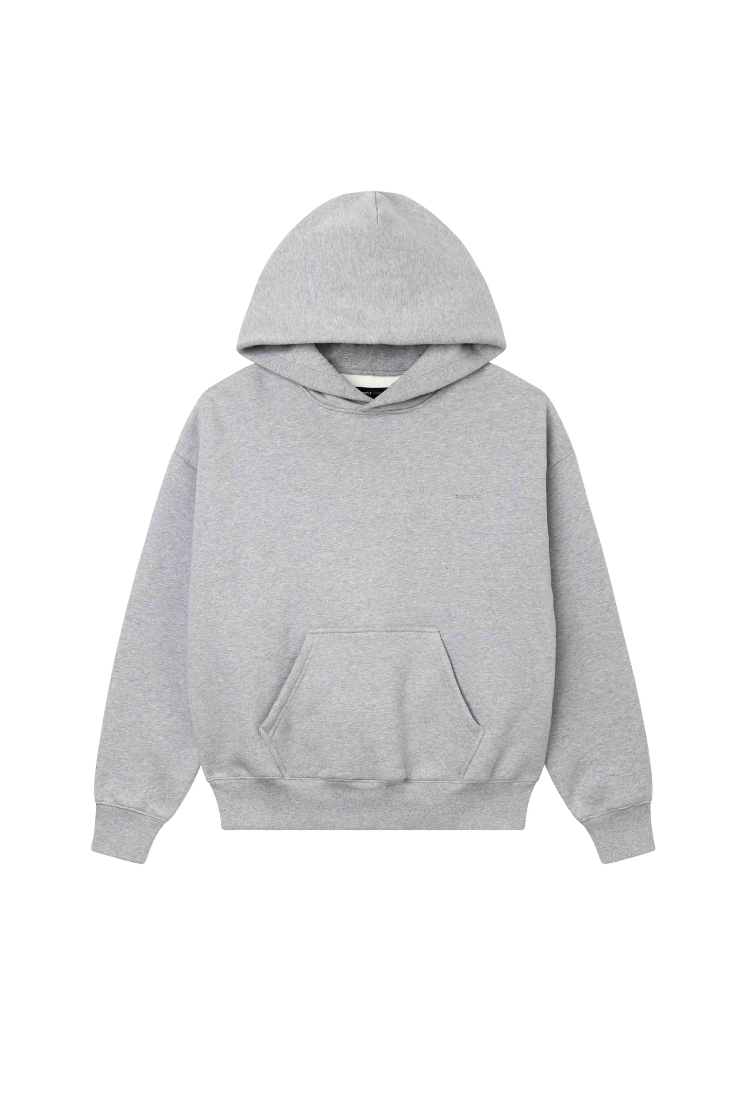 Basic Hoodie in Grey, oversized fit, 100% cotton, heavyweight fleece knit, dropped shoulder.