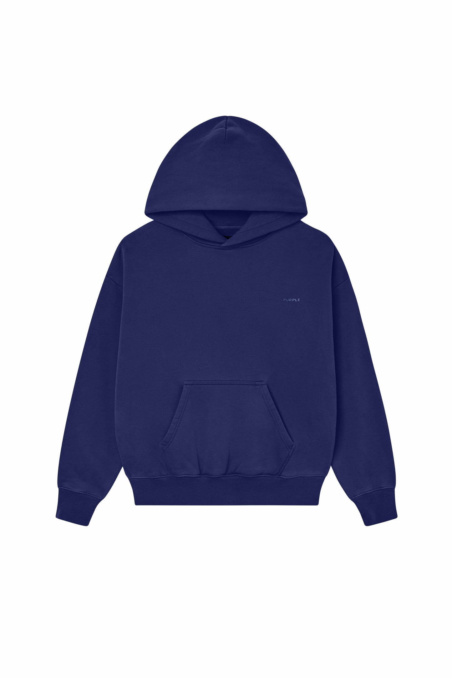 Basic Hoodie in navy, oversized fit sweatshirt with dropped shoulder and Basics logo.