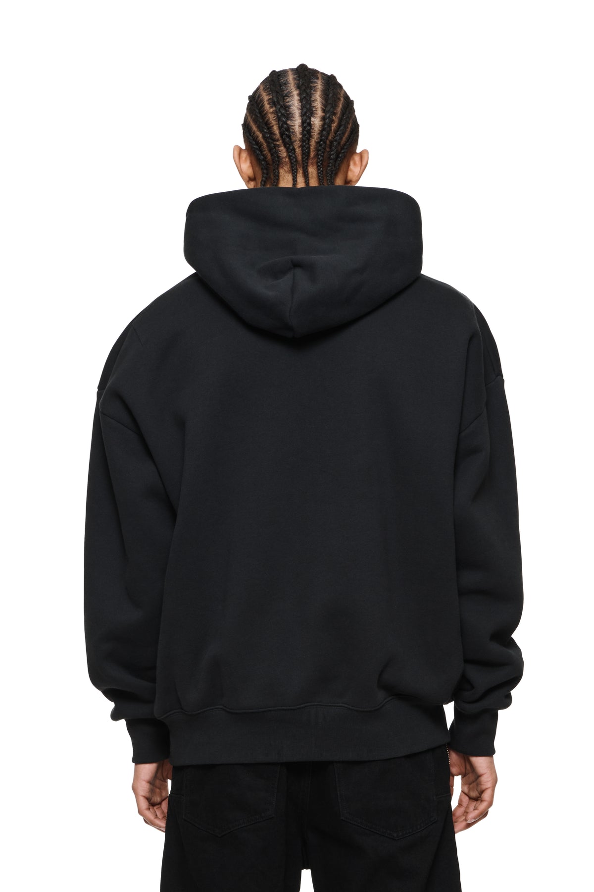 Cutout Wordmark Hoodie oversized fit with tonal logo lettering in black fleece