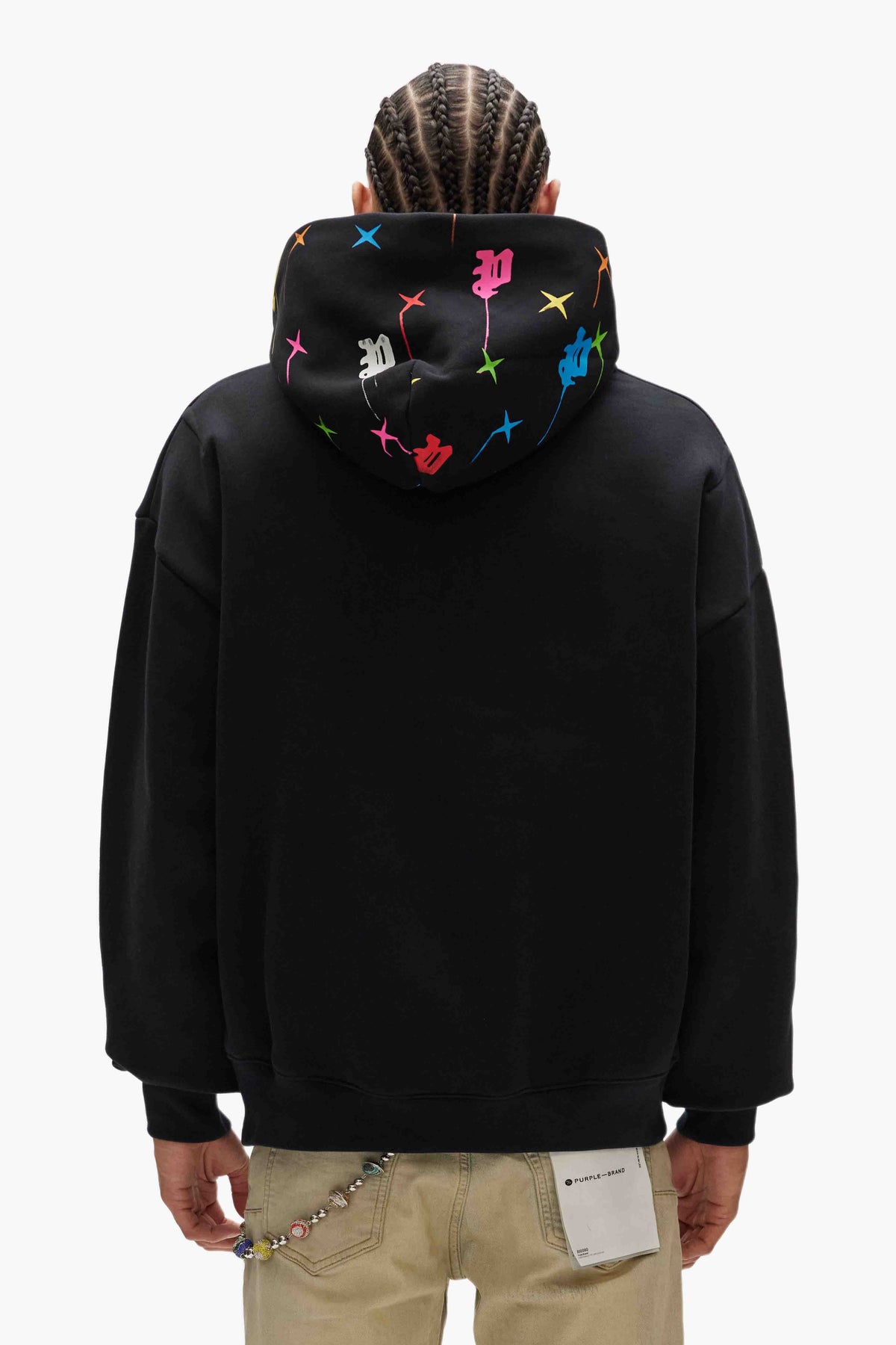 Monogram Hoodie in black, 100% cotton, available in sizes XS to XXL.