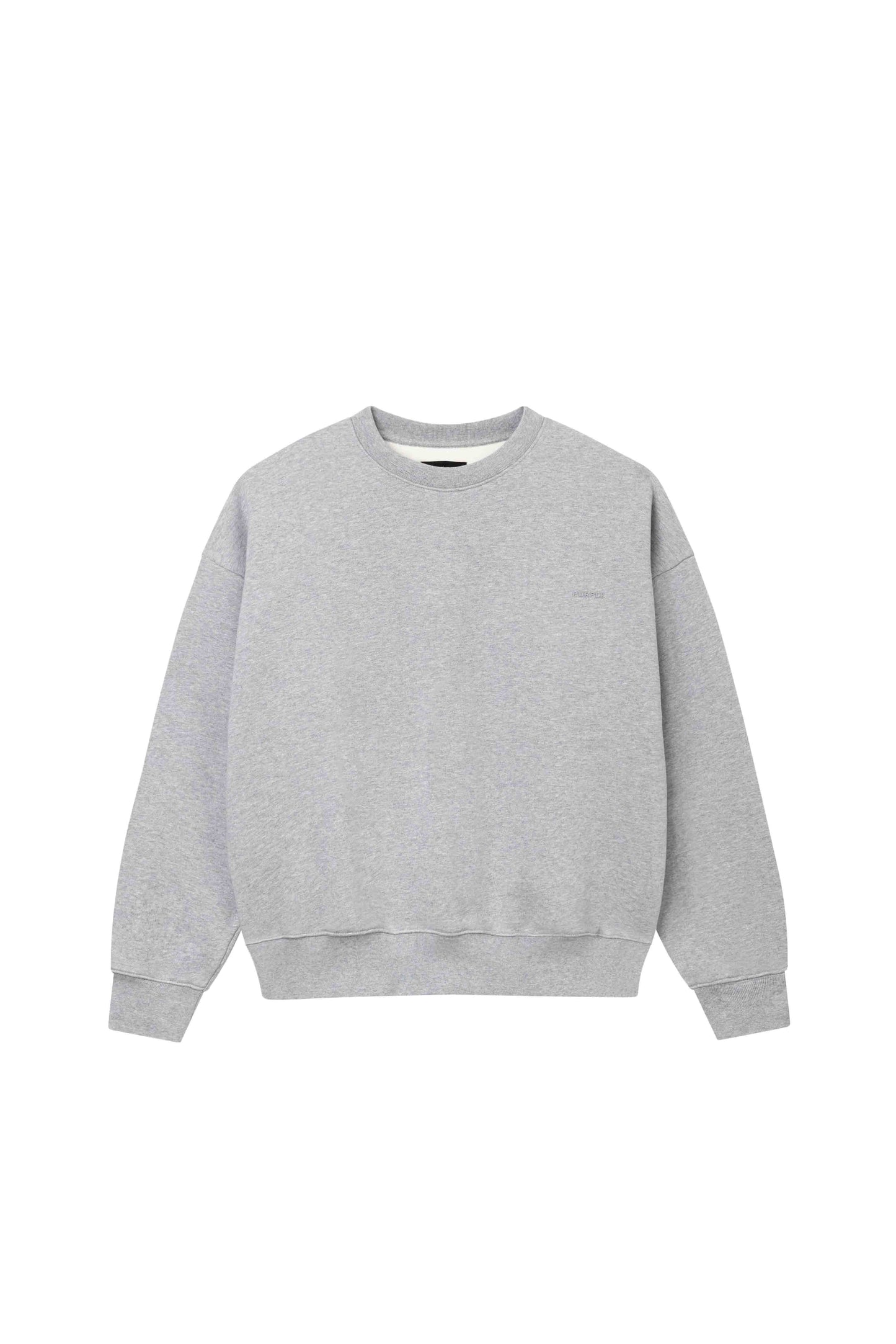 Basic Crewneck Sweater in grey with oversized fit and dropped shoulder design.