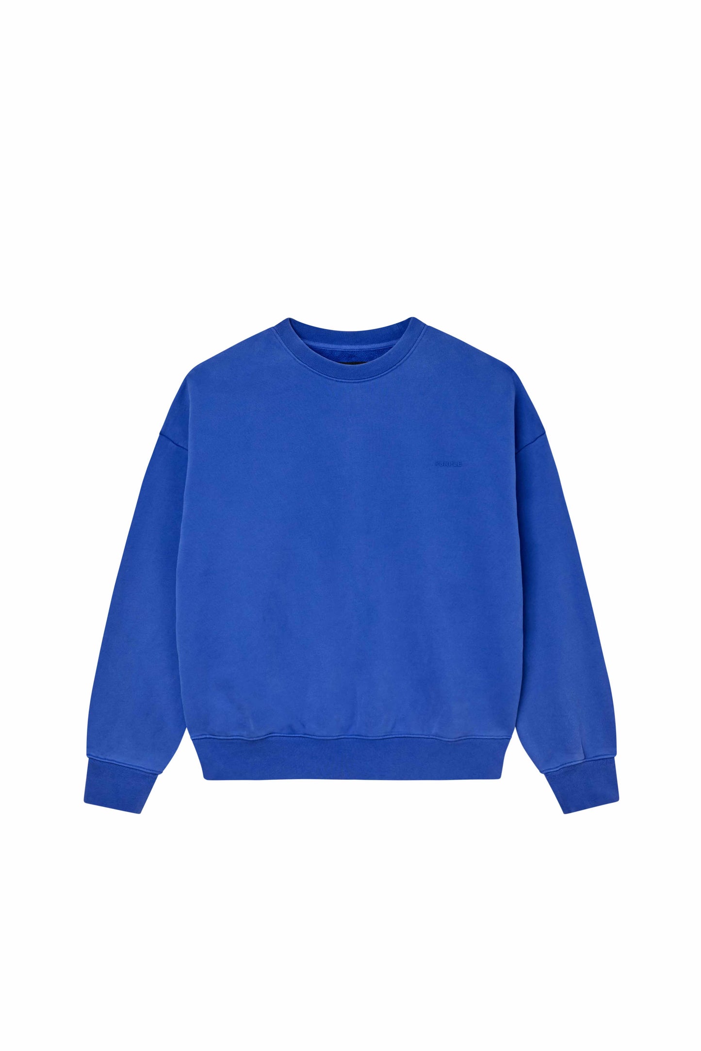 Basic Crewneck Sweater in royal blue with oversized fit and dropped shoulder design.