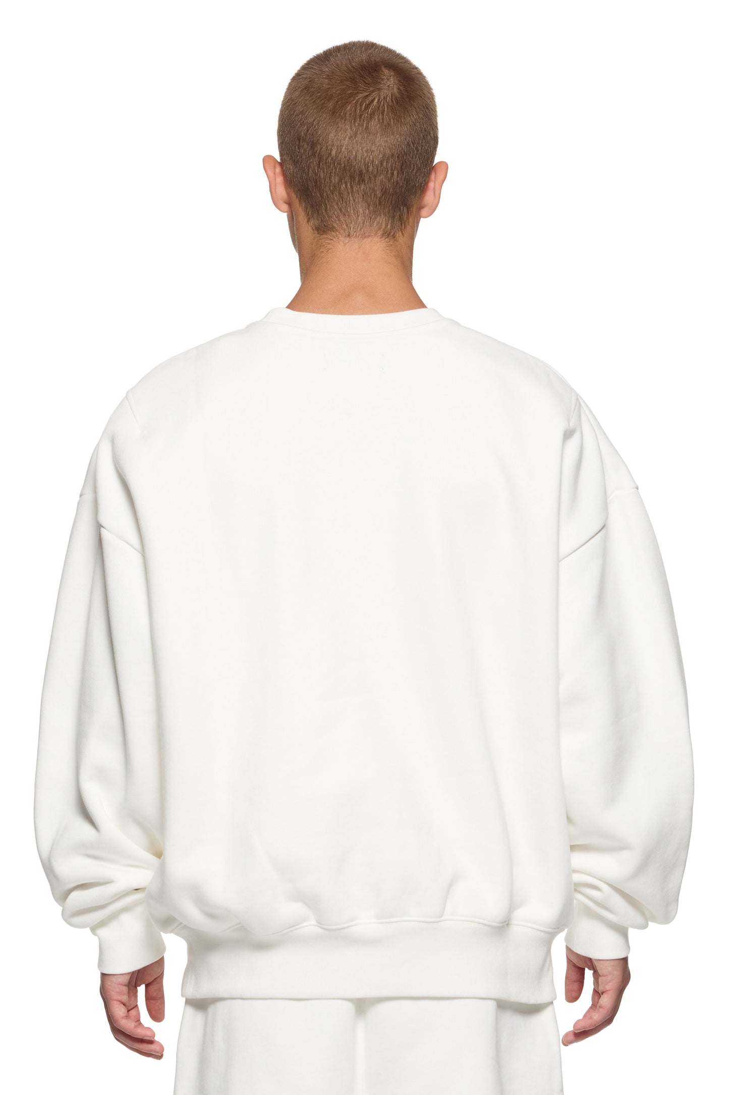 Blank Crewneck Sweater in purple, oversized fit, 100% cotton, heavyweight fleece knit.