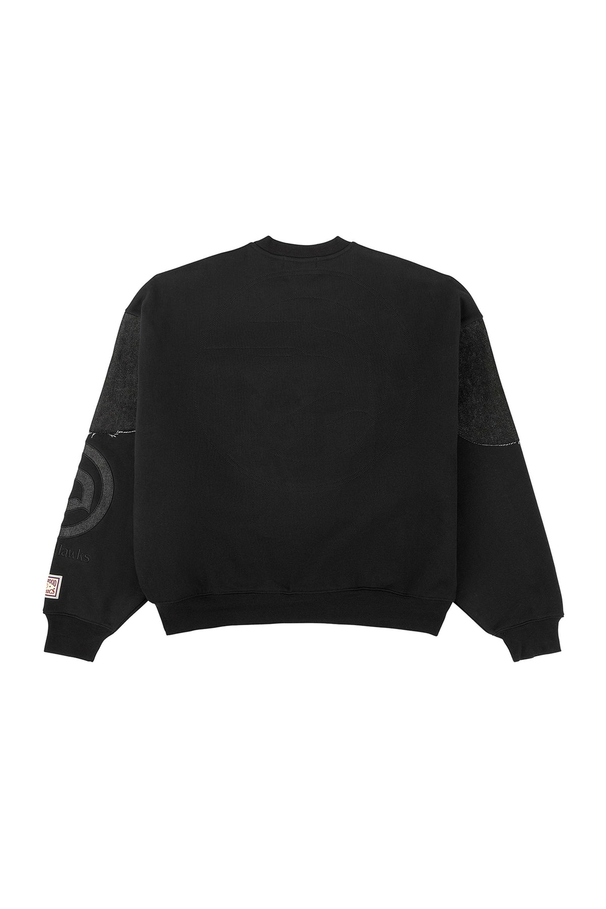 Hawks Crewneck Sweater oversized 100% cotton with denim front yoke and embroidered lettering