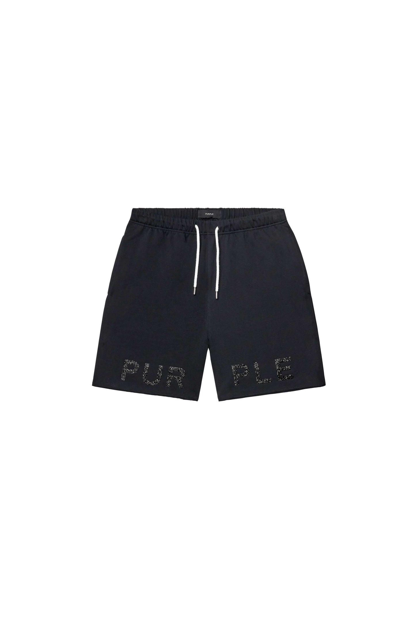 Crystal Short Black Beauty with sequin wordmark, regular fit, elastic waistband, XS-3XL sizes.