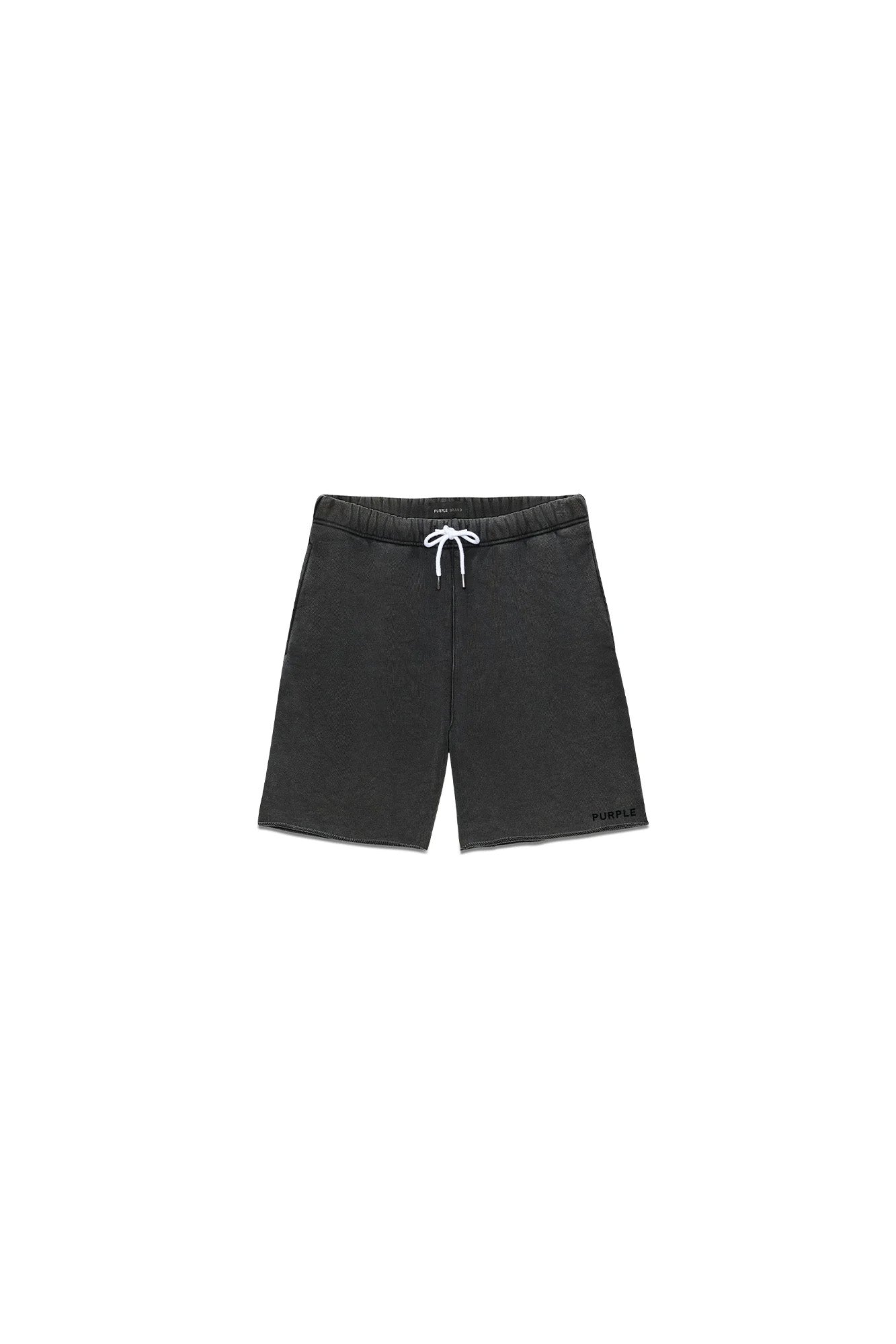 Basic Sweatshort in washed black, relaxed fit, 100% cotton, enzyme garment washed.