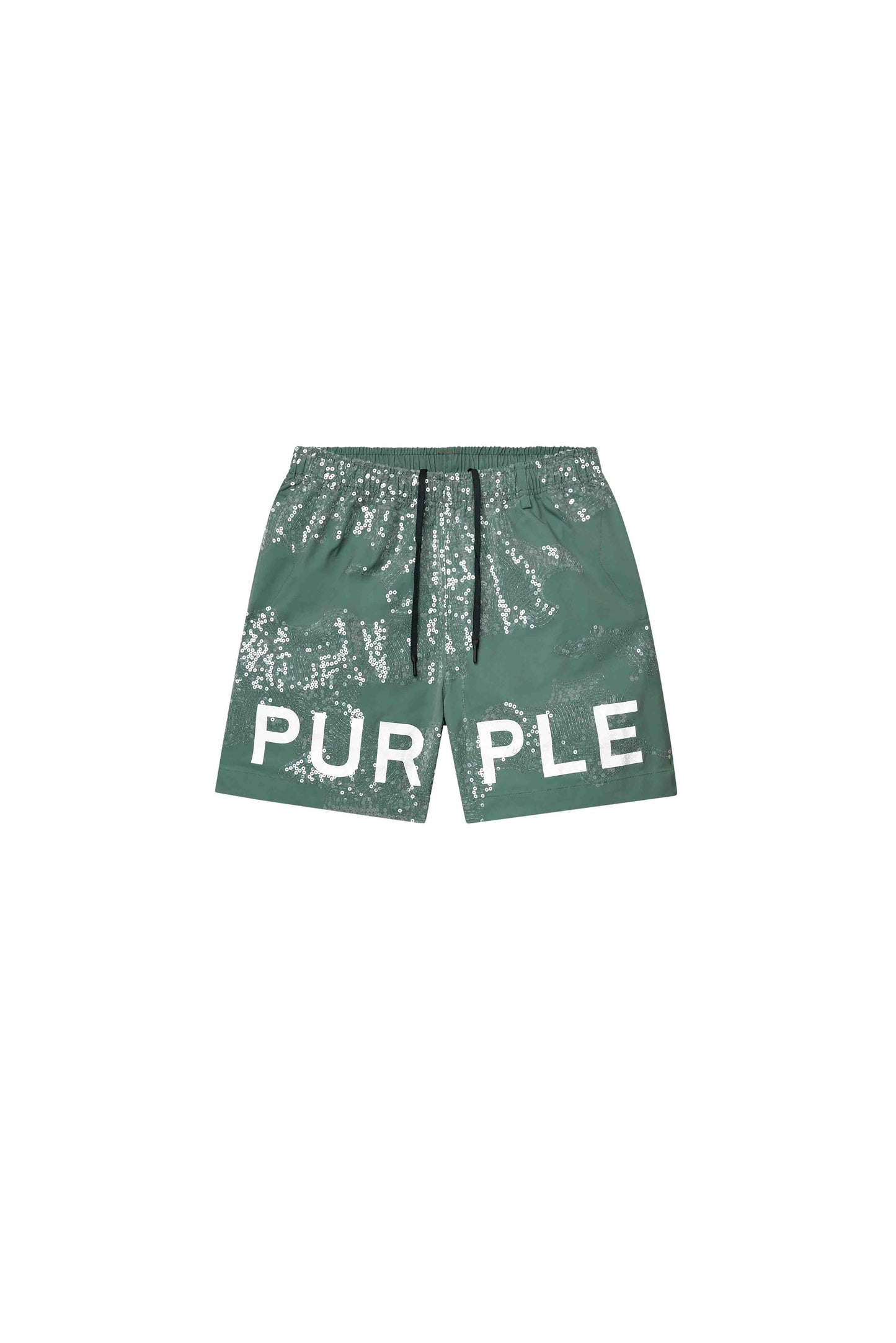 Sequin Camouflage All Around Short with elastic waistband, regular fit, and water-repellent treatment.