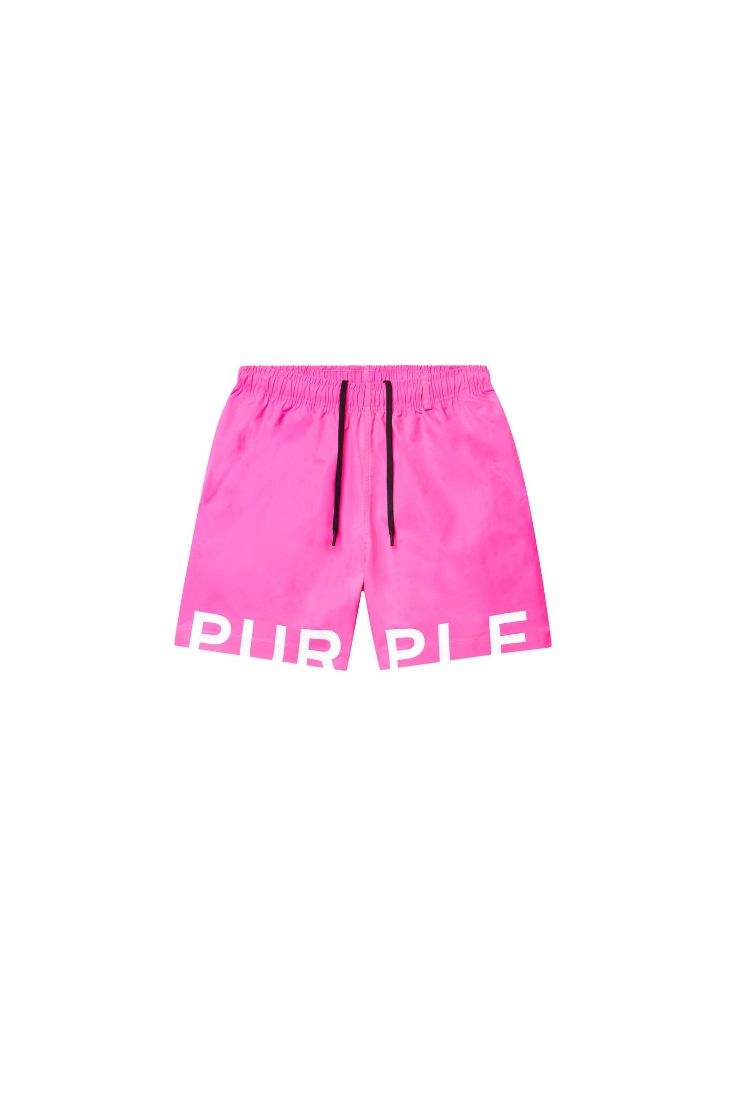 Wordmark Cut All Around Short in pink with elastic waistband and water repellent treatment.