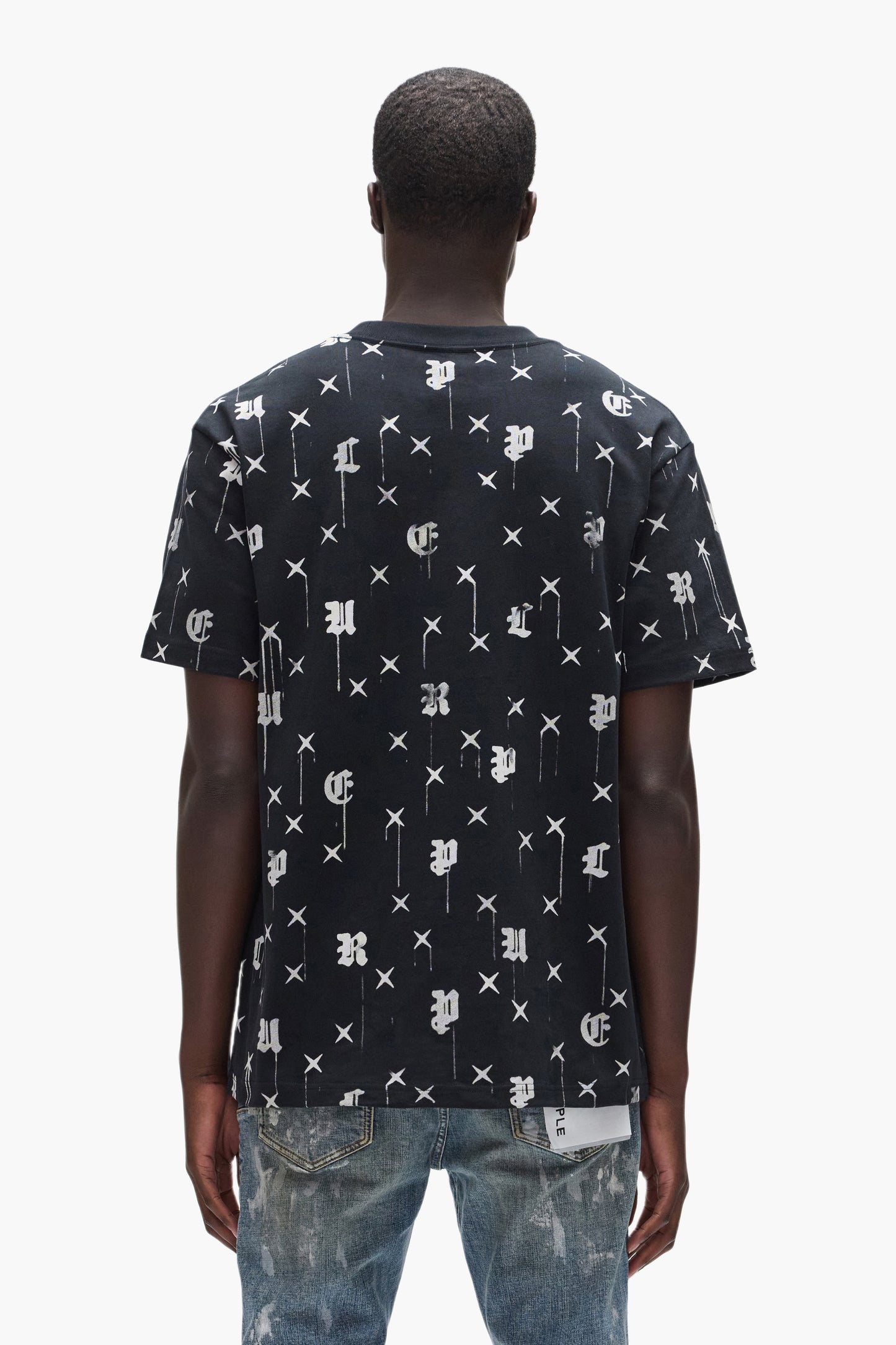Gothic Monogram Tee heavy jersey knit short sleeved black cotton shirt