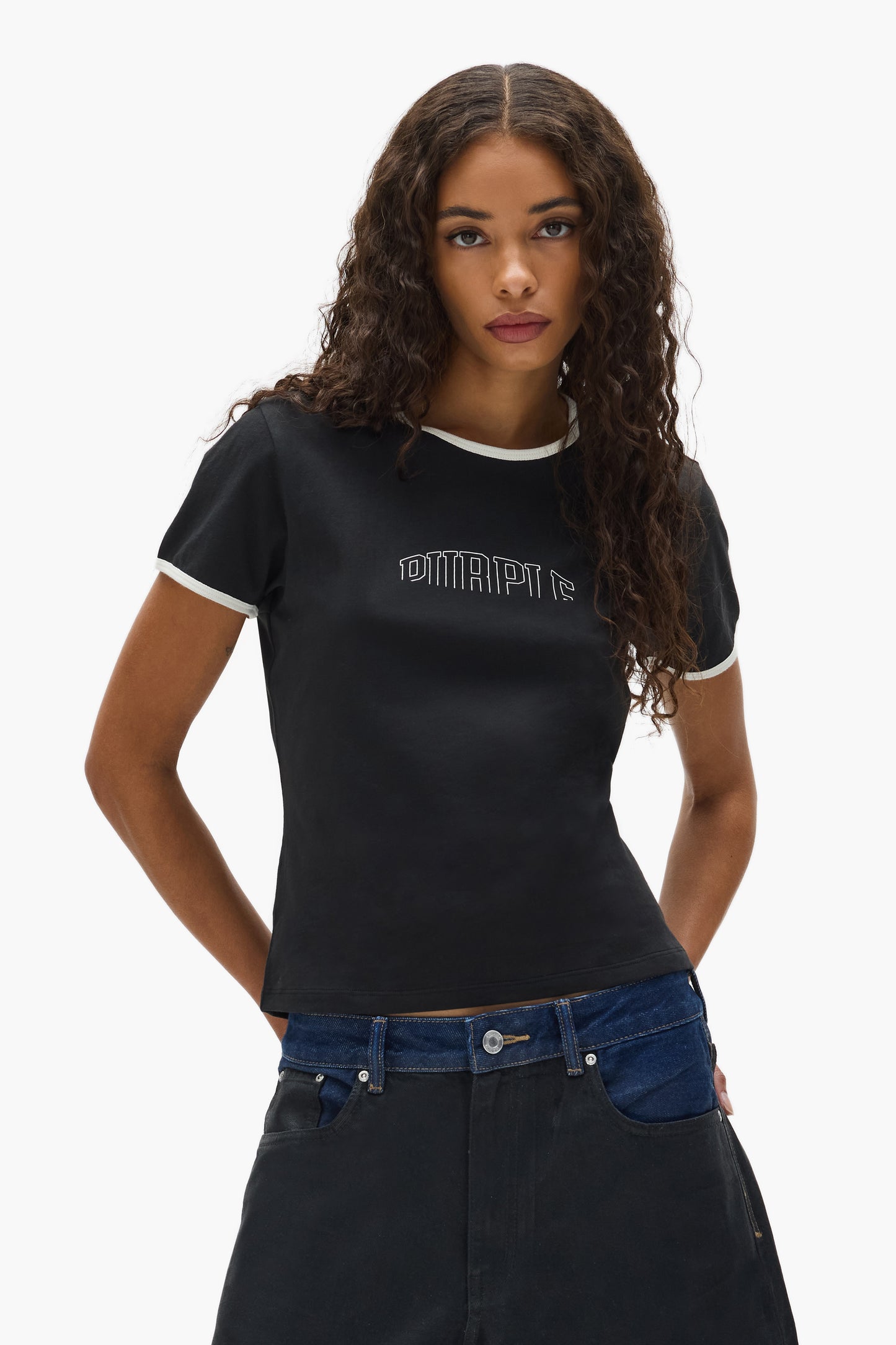 Collegiate Cut Tee, skinny fit, lightweight jersey, 100% cotton, available in sizes XXS to XL.