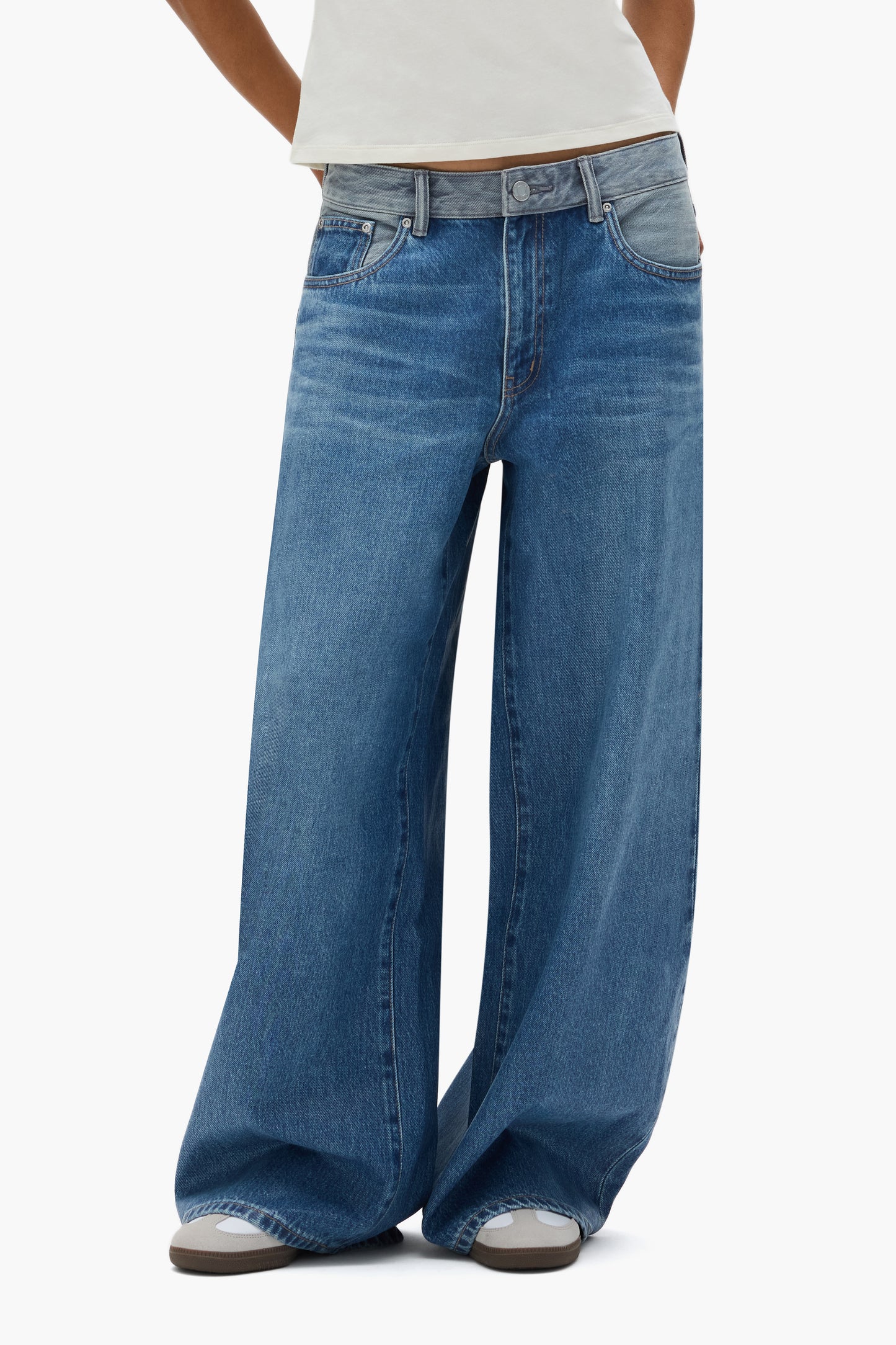 Dual Tone Baggy Denim, Low Rise, 100% Cotton, 5 Pocket Style, Size 24-34