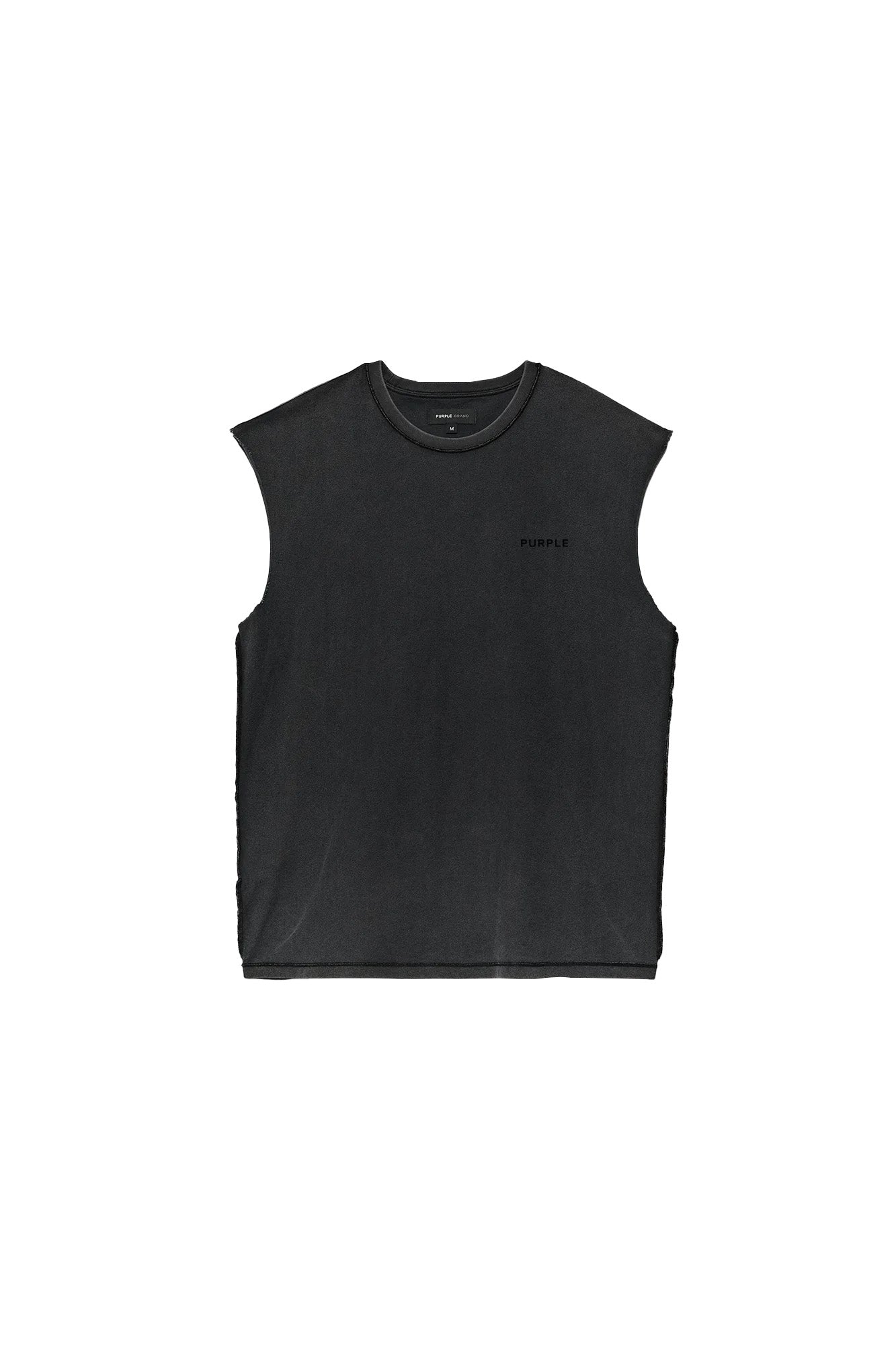 Basic Tank Top in Washed Black, 100% cotton, relaxed fit, textured jersey knit.