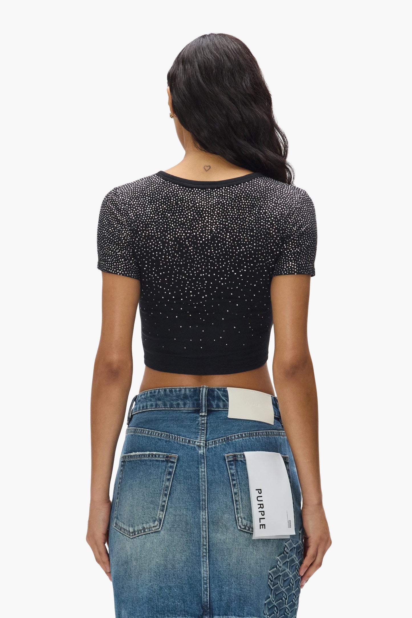 Crystal Fade Baby Tee in slim fit with embroidery and hotfix crystals