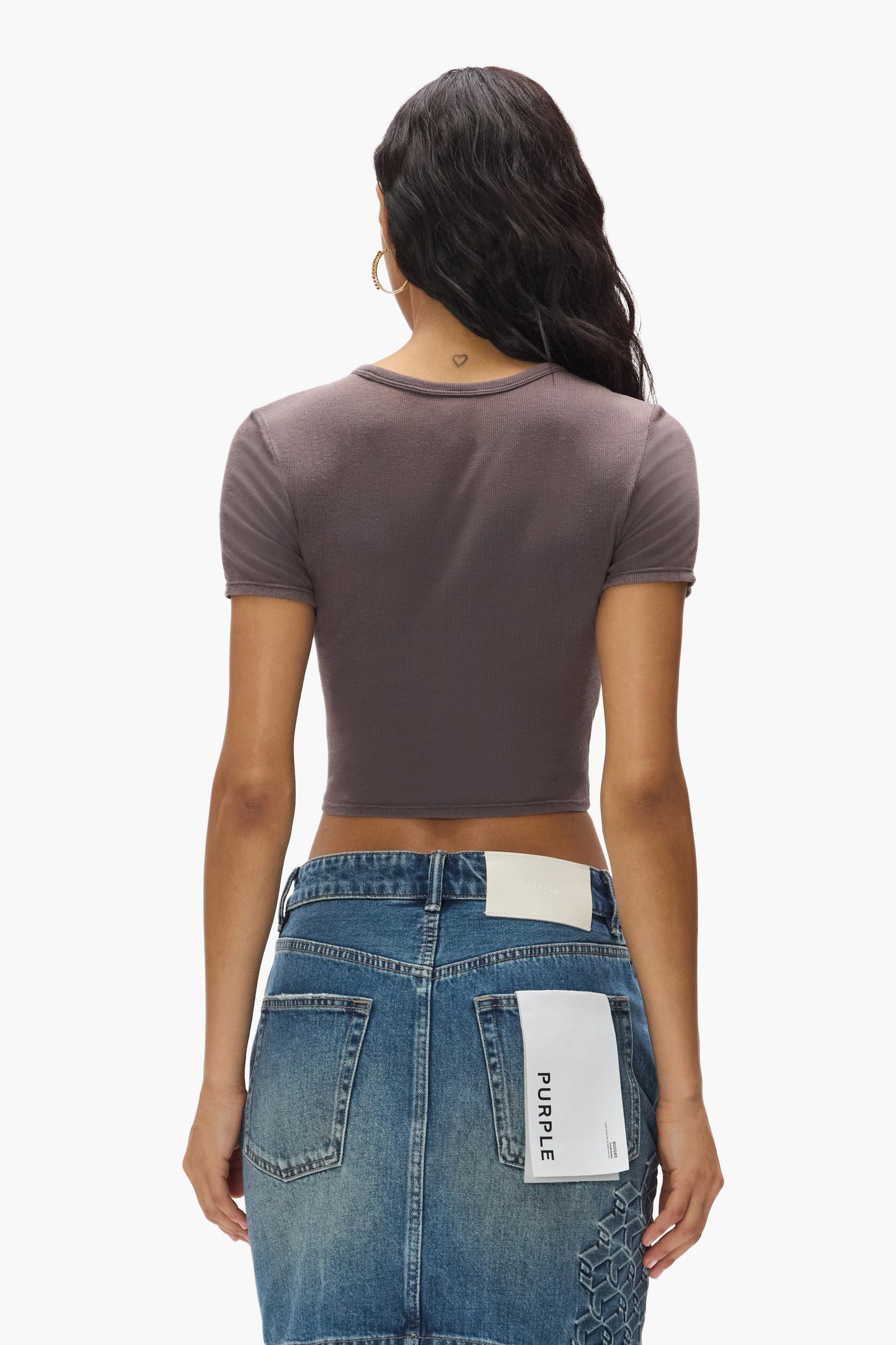 Script Baby Tee Slim Fit Acid Wash with Ribbed Soft Modal in XXS to XL sizes