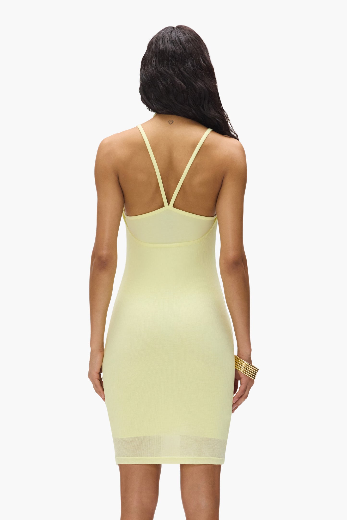 Sheer Layered Dress in XXS size, featuring ribbed and sheer fabric design.