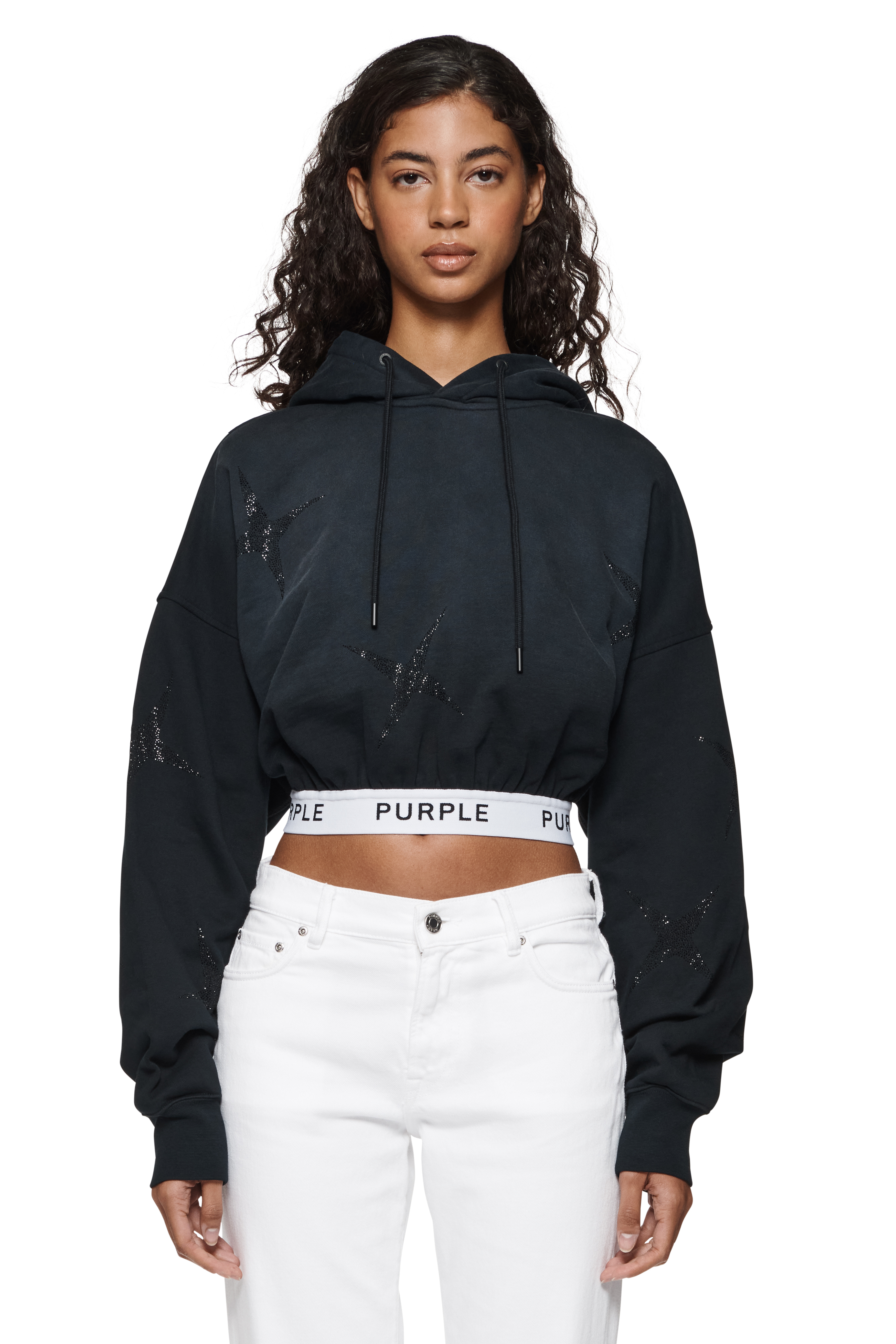 Crystal Stars Cropped Hoodie PURPLE BRAND