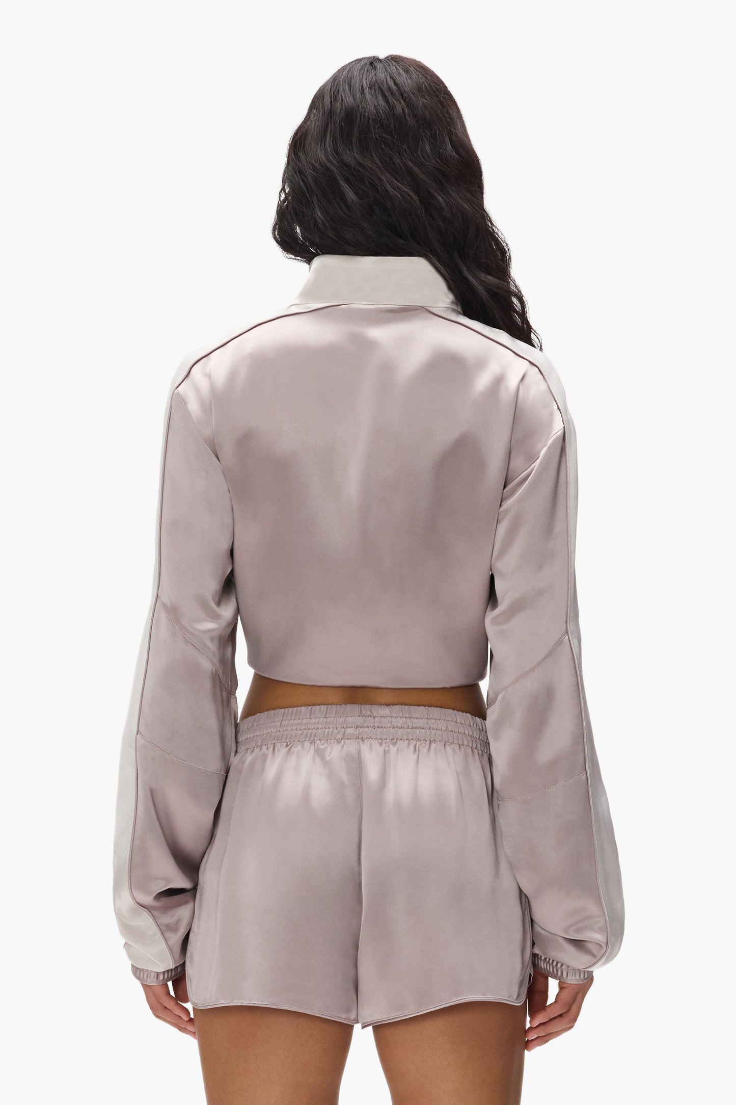 Satin Track Jacket in relaxed fit with side seam pocket, made of poly acetate satin.