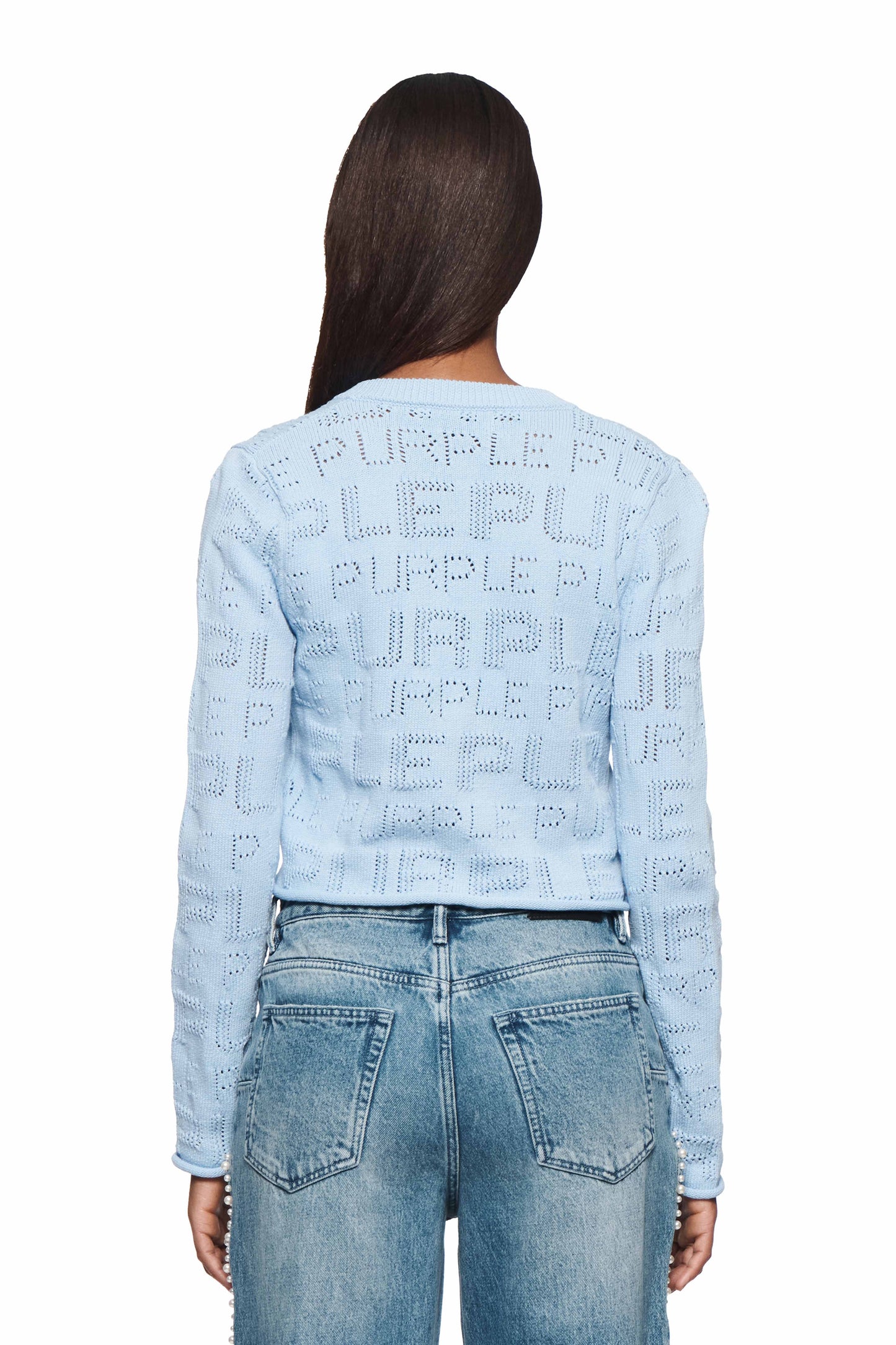 Wordmark Pointelle Cardigan with all over logo design and button front placket