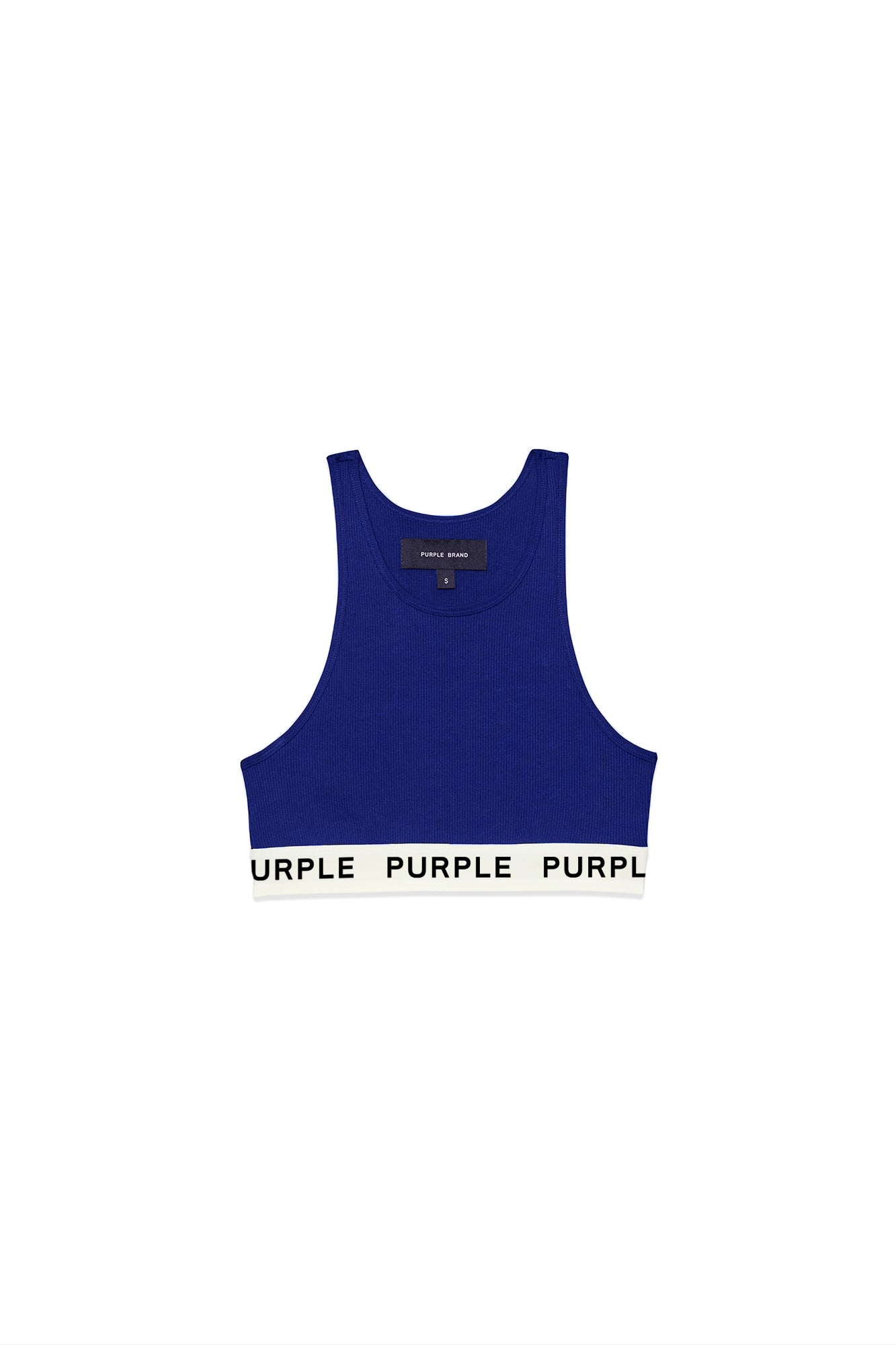 Rib Knit Bralette with Slim Fit and Soft Purple Branded Elastic Hem, available in XXS to XL.