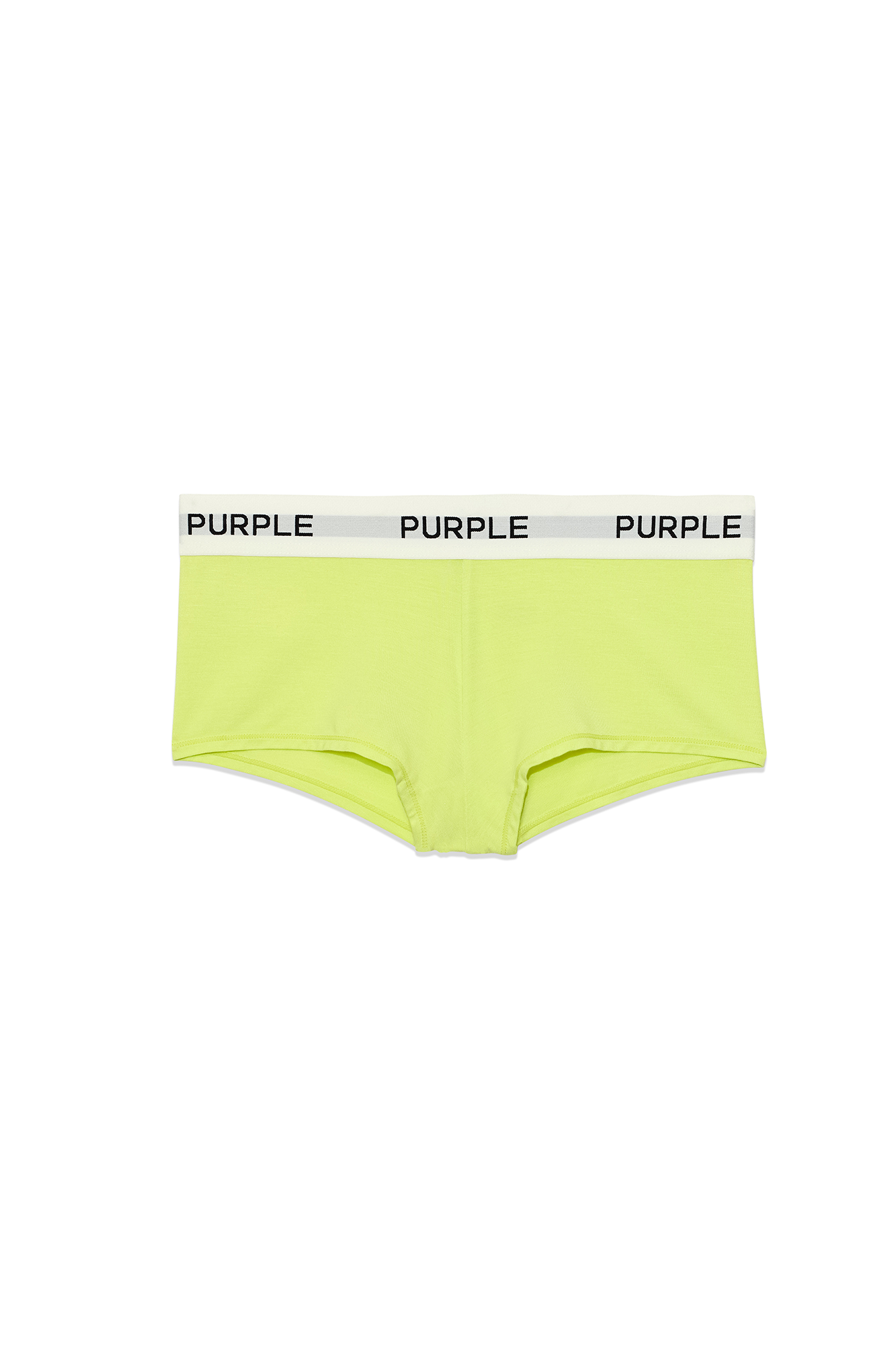 Boy Short underwear with wide soft purple branded elastic waistband in stretch jersey.
