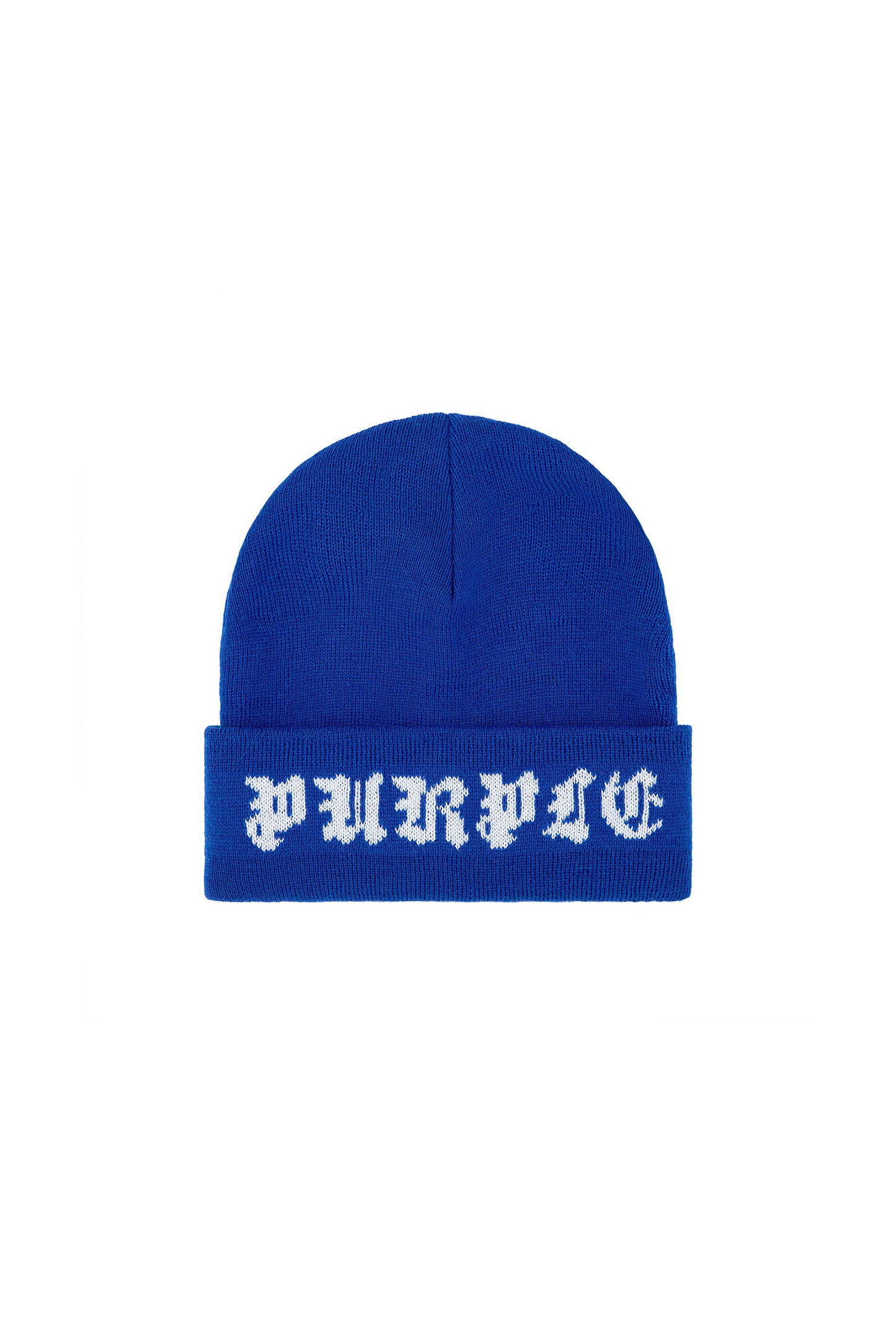 Blue Beanie OS with Jacquard Gothic Logo on Cuff made of 100% Acrylic.