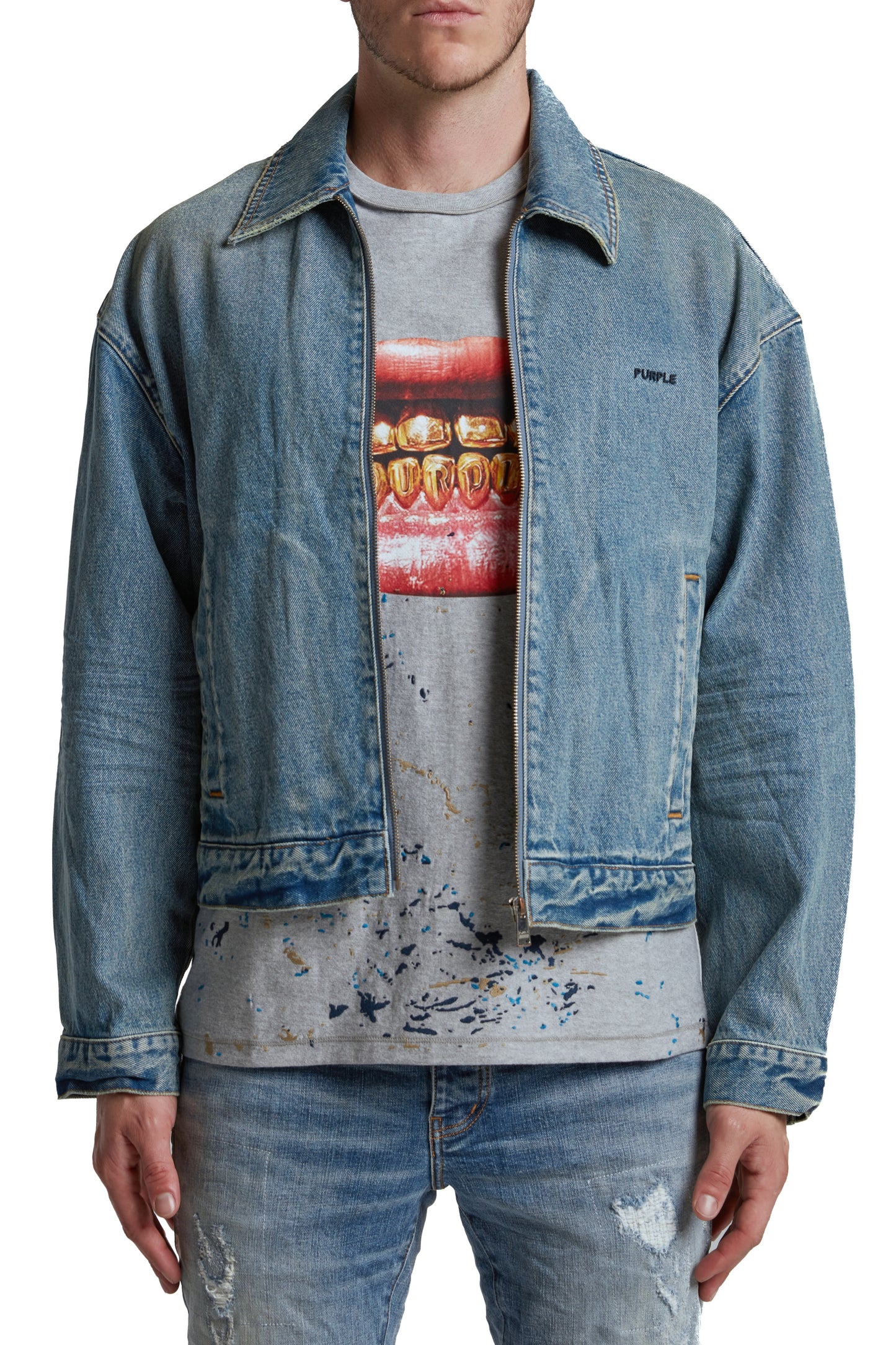 Full Zip Jacket with relaxed fit, front welt pockets, and embroidery logo on left chest
