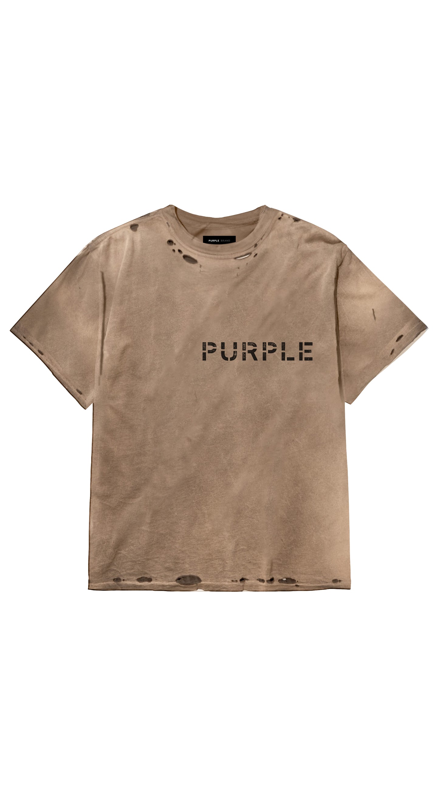 Stencil Wordmark Tee in white, 100% cotton, regular fit, heavy bleached wash and distress detail.