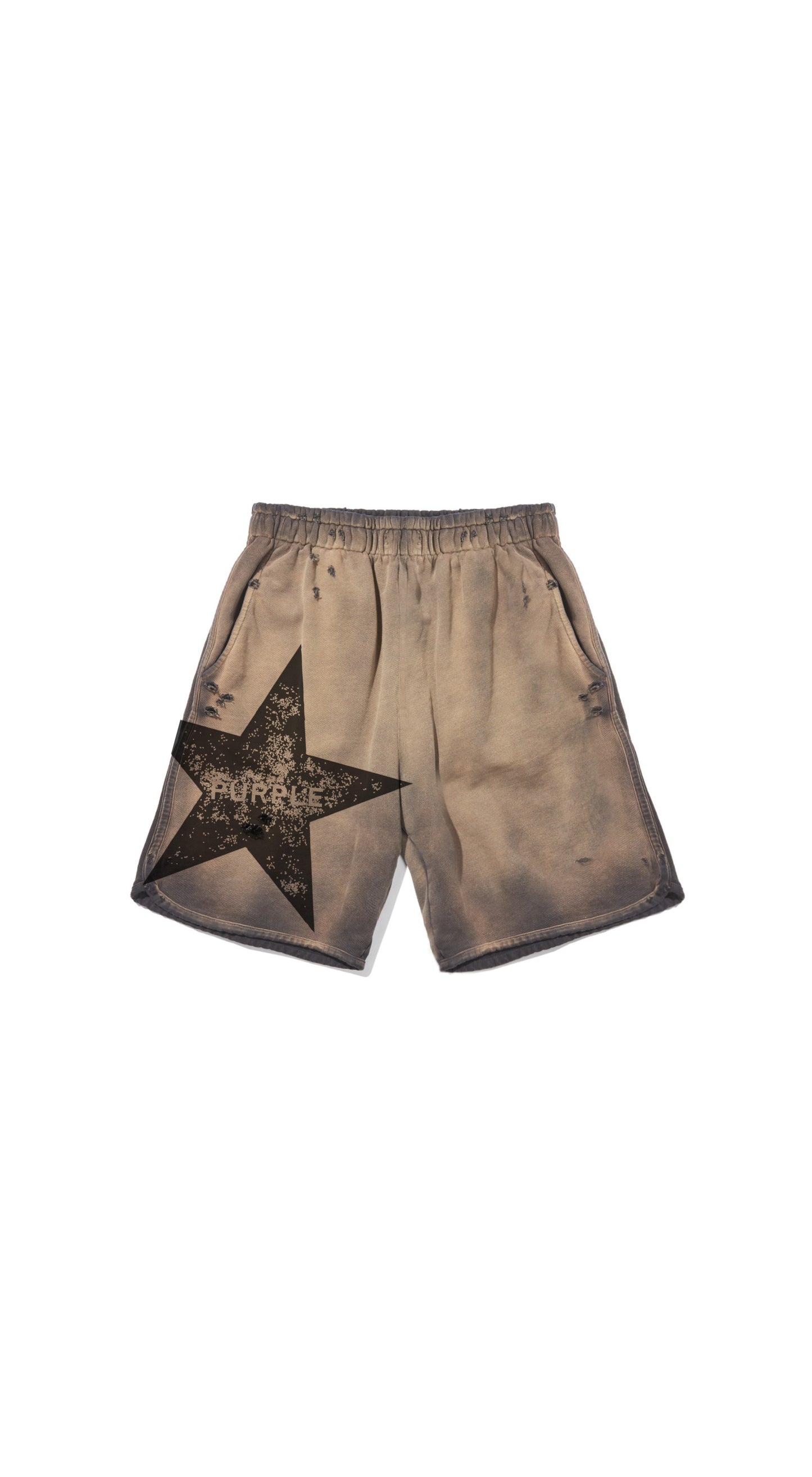 Star Wordmark Short in heavy bleached wash with flocking print, relaxed fit, 100% cotton.