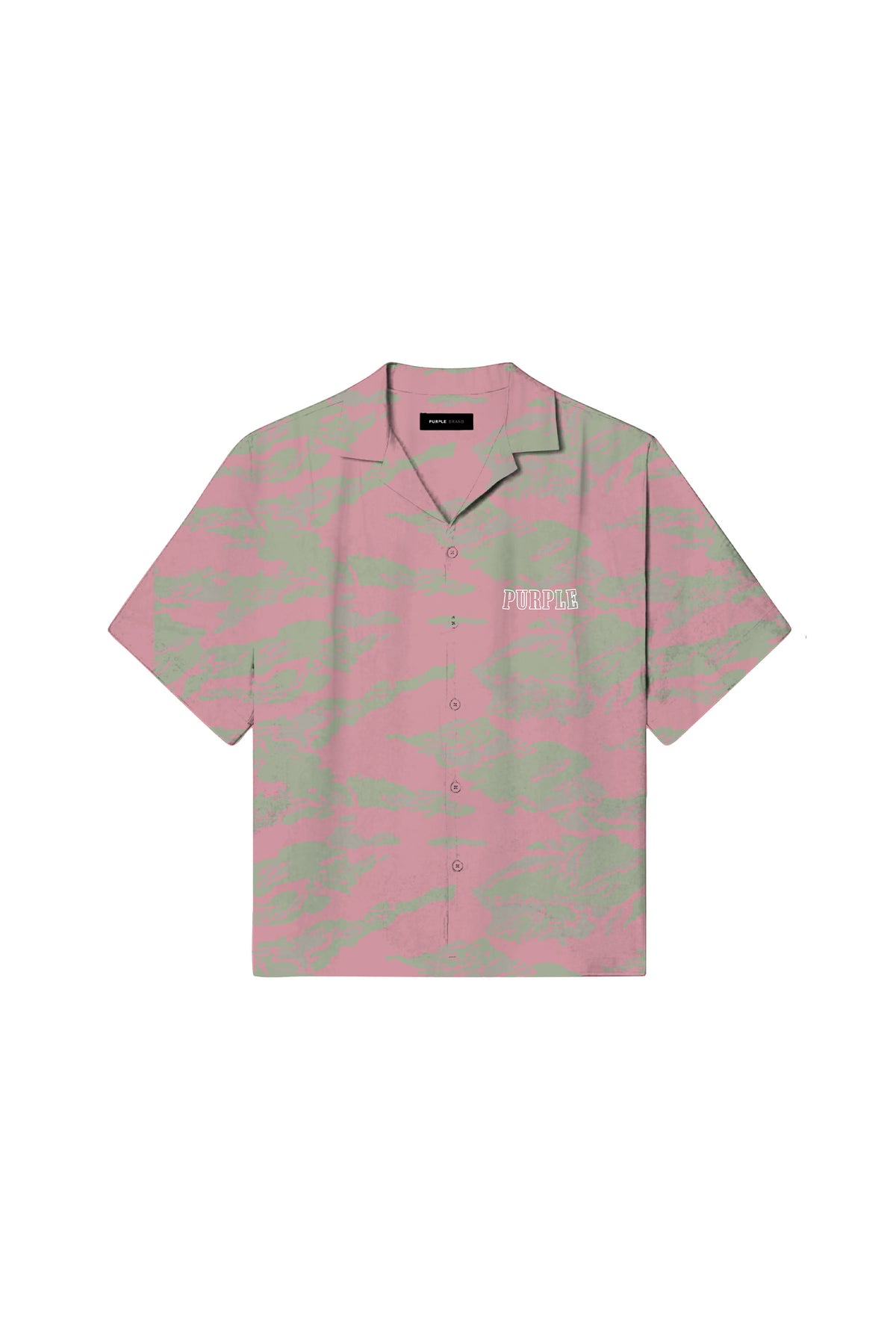 Slab Wordmark Tropical Camo Shirt in relaxed fit with all over digital print and screen print design.